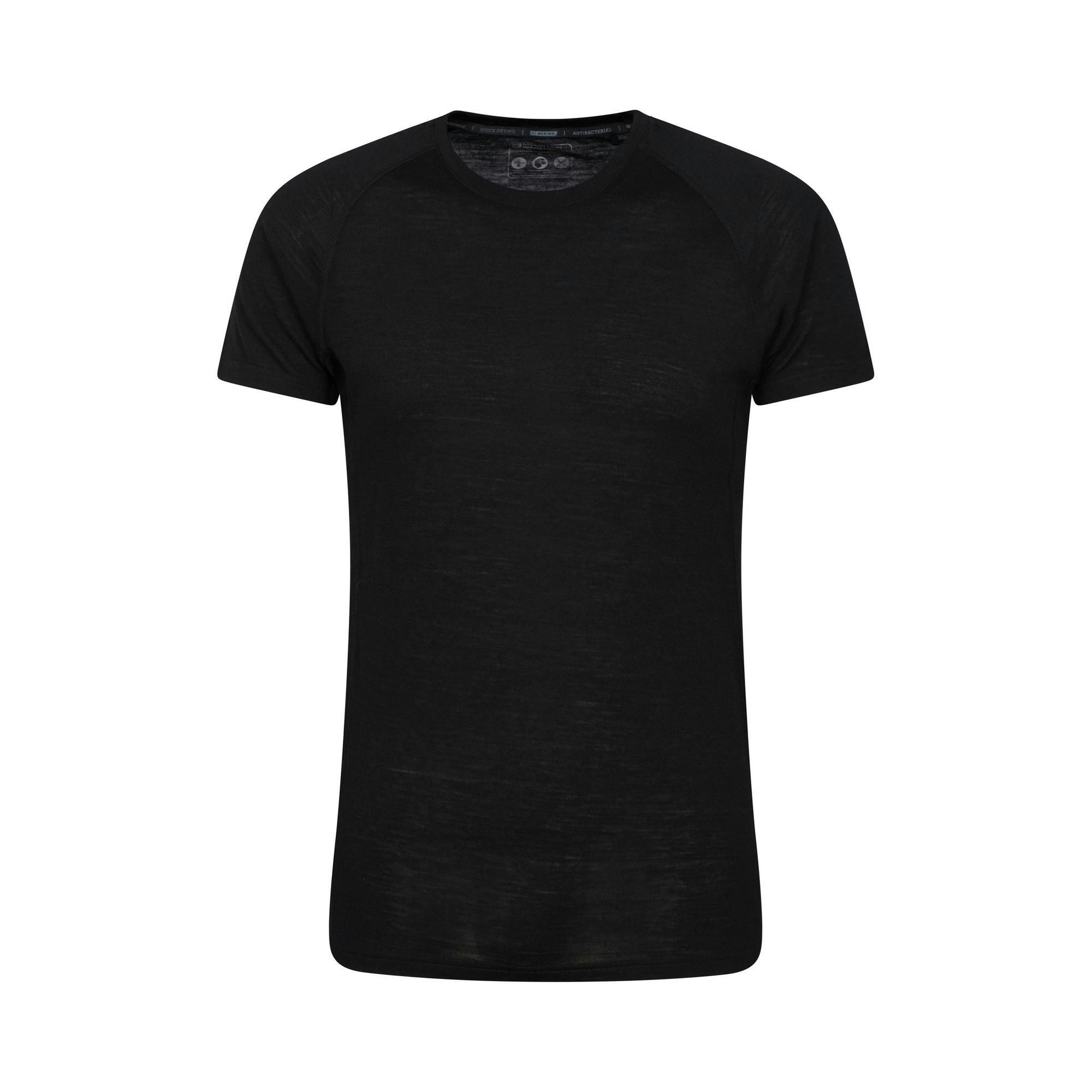 Mountain Warehouse Men's Black Summit Ii Base Layer Top - Xxs - 50% Merino Wool/50% Polyester
