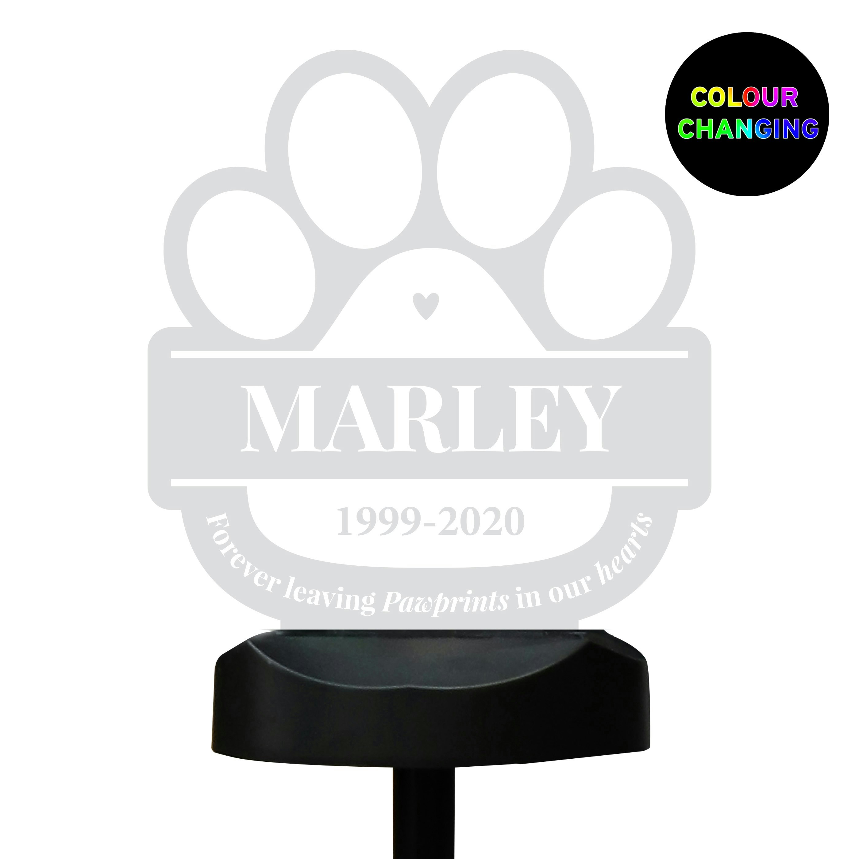 Rackhams Light Personalised Pet Memorial Outdoor Solar