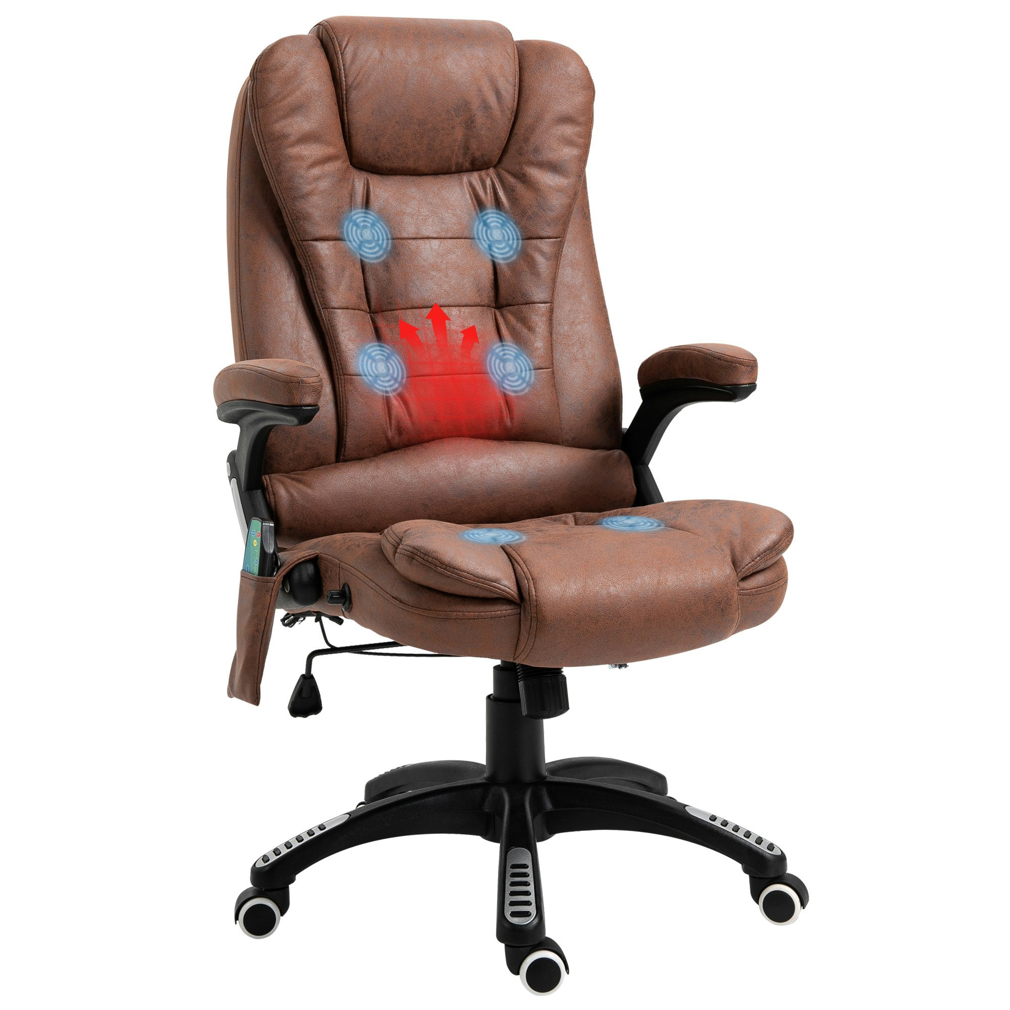 Rackhams Grey/Brown Office Chair W/ Heating Massage Points Relaxing Reclining