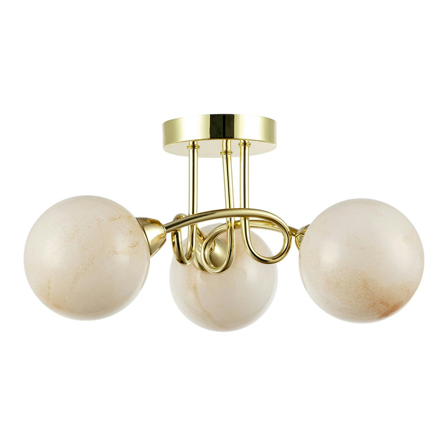 Happy Homewares Gold/Light/Amber Modern Polished Ceiling With Marble Glass Shades