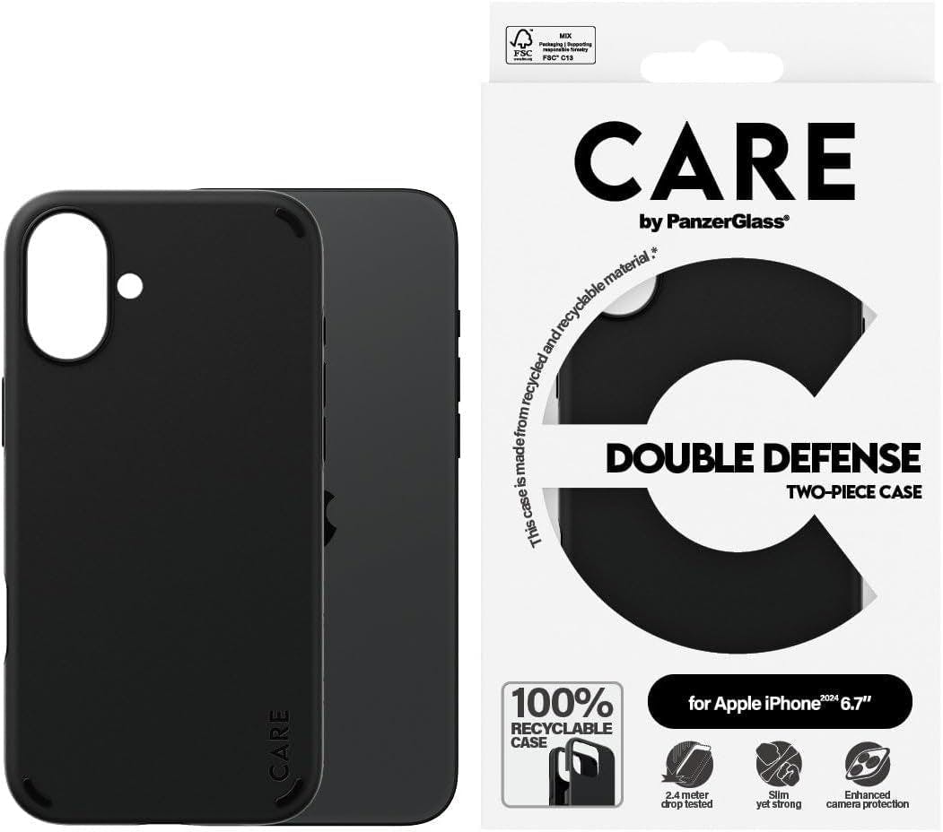 Panzerglass Black Panzer Glass Care Double Defense Case For Iphone 16 Plus 6.7" - 1335