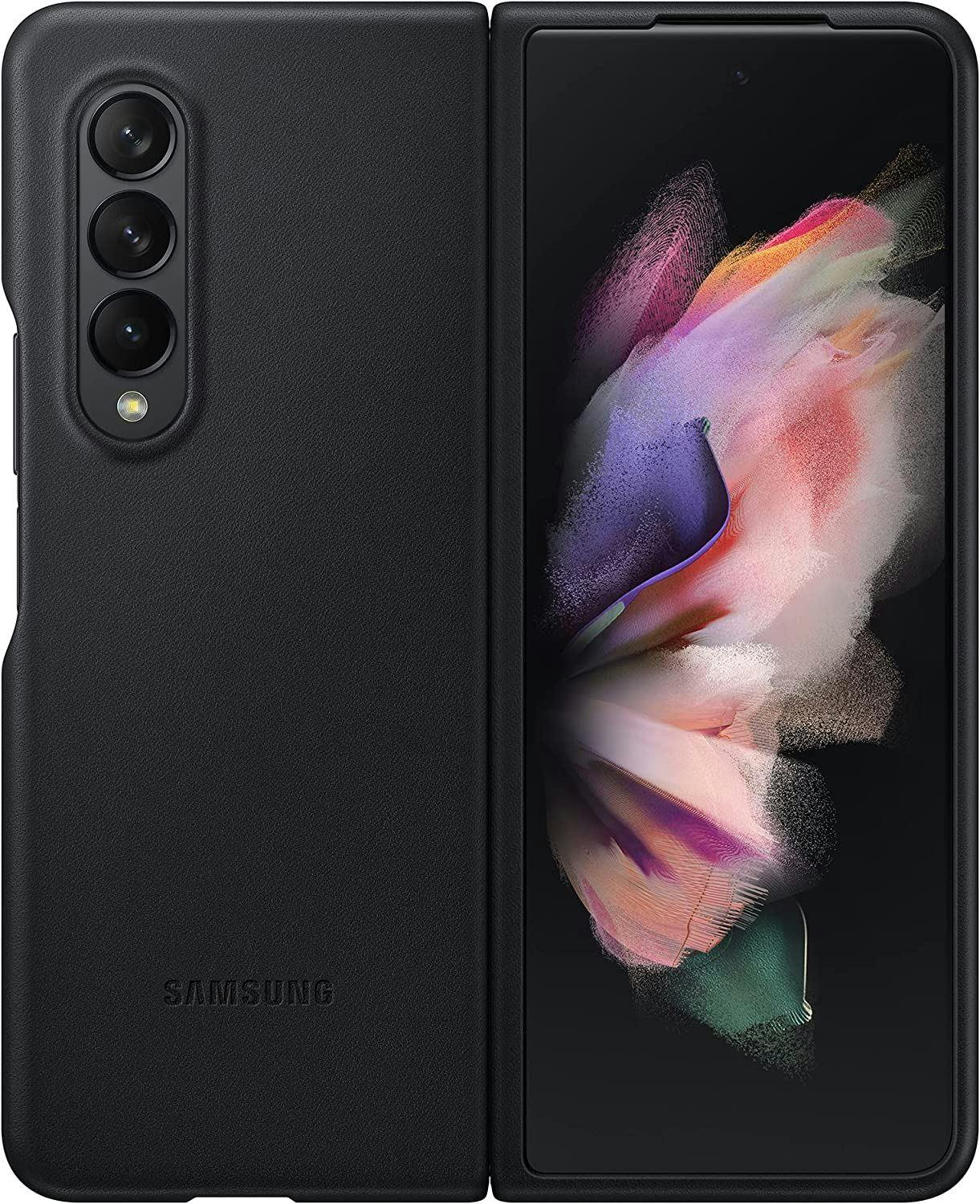 Samsung Black Galaxy Z Fold 3 Leather Cover - Ef-Vf926lbegww