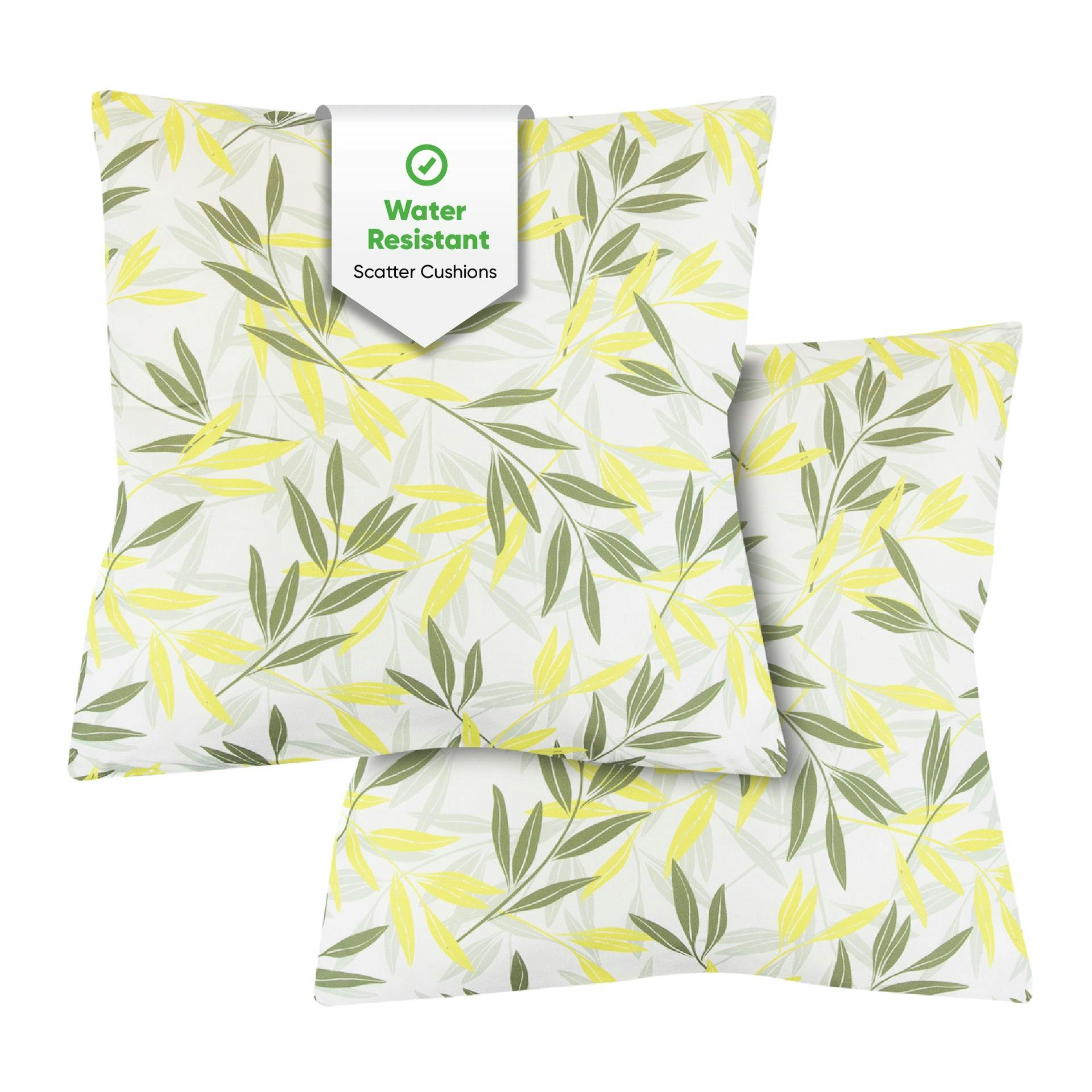 Gardenwize Green/Grey Pair Of Outdoor Scatter Cushions - Leaf Design