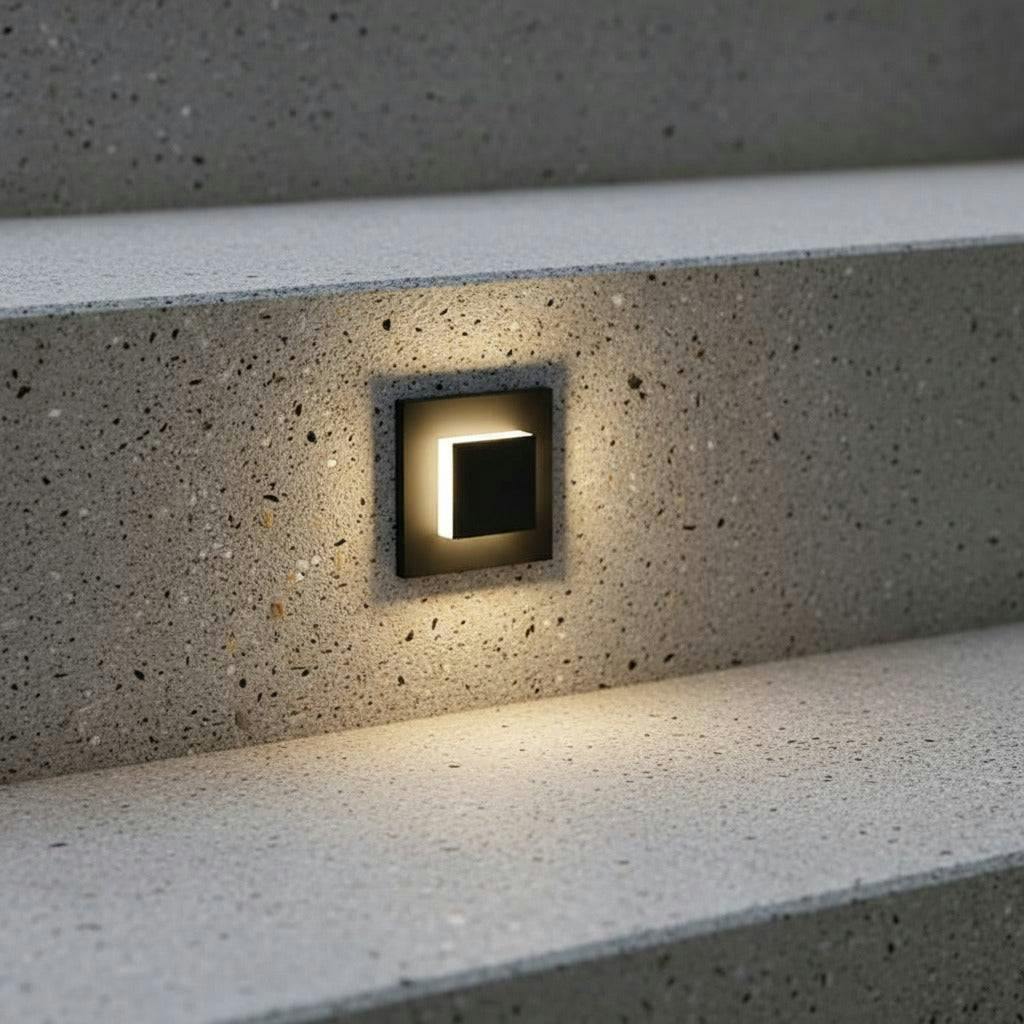 Rackhams Black/Light 3 Watt Recessed Flush Outdoor Wall