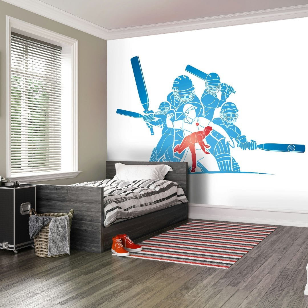 Rackhams Blue Cricket Players - Large - W350cm X H280cm
