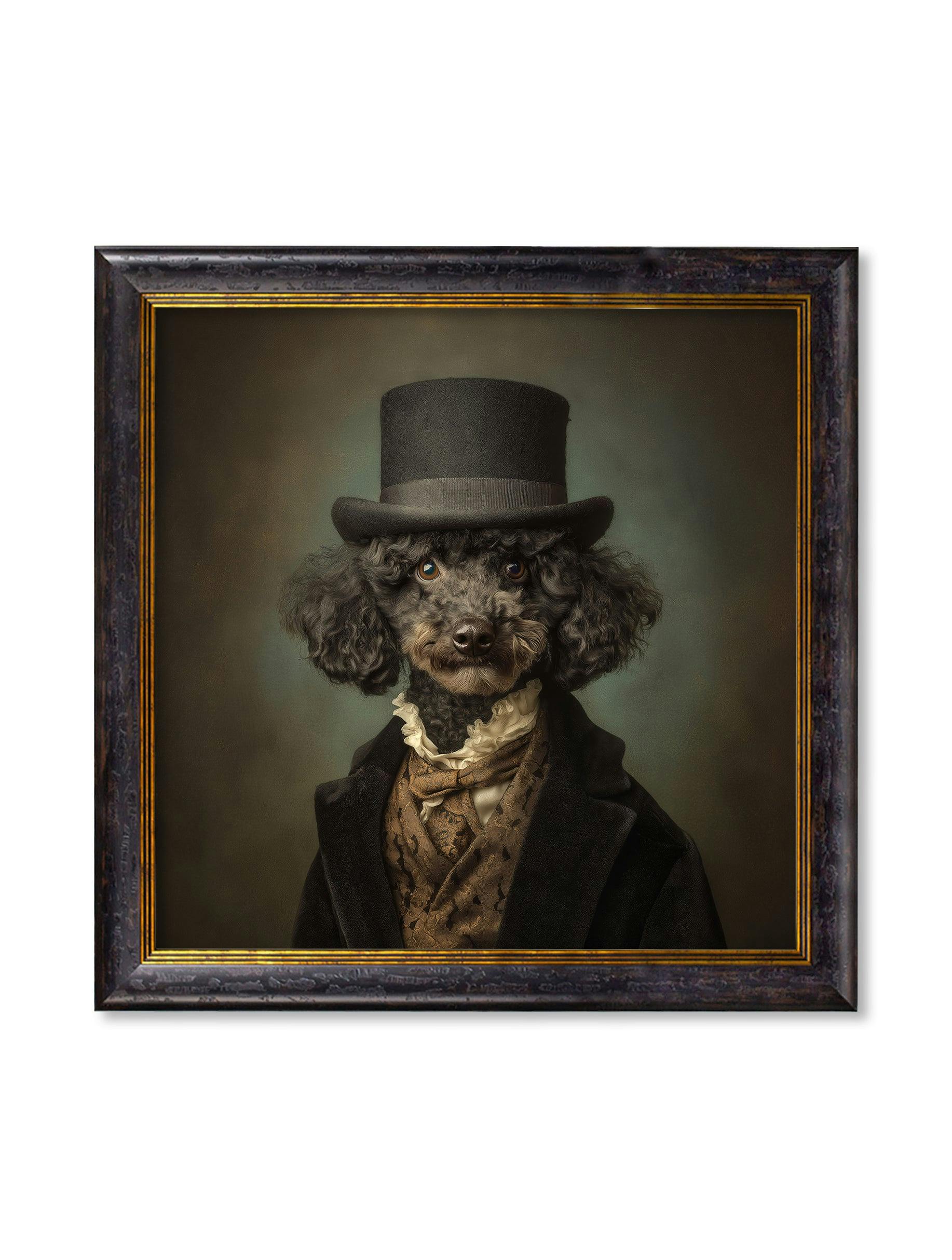 Rackhams Black/Golden Sir Poodleton - Gentleman Poodle Oxford Square Frame - 96 X 96Cm