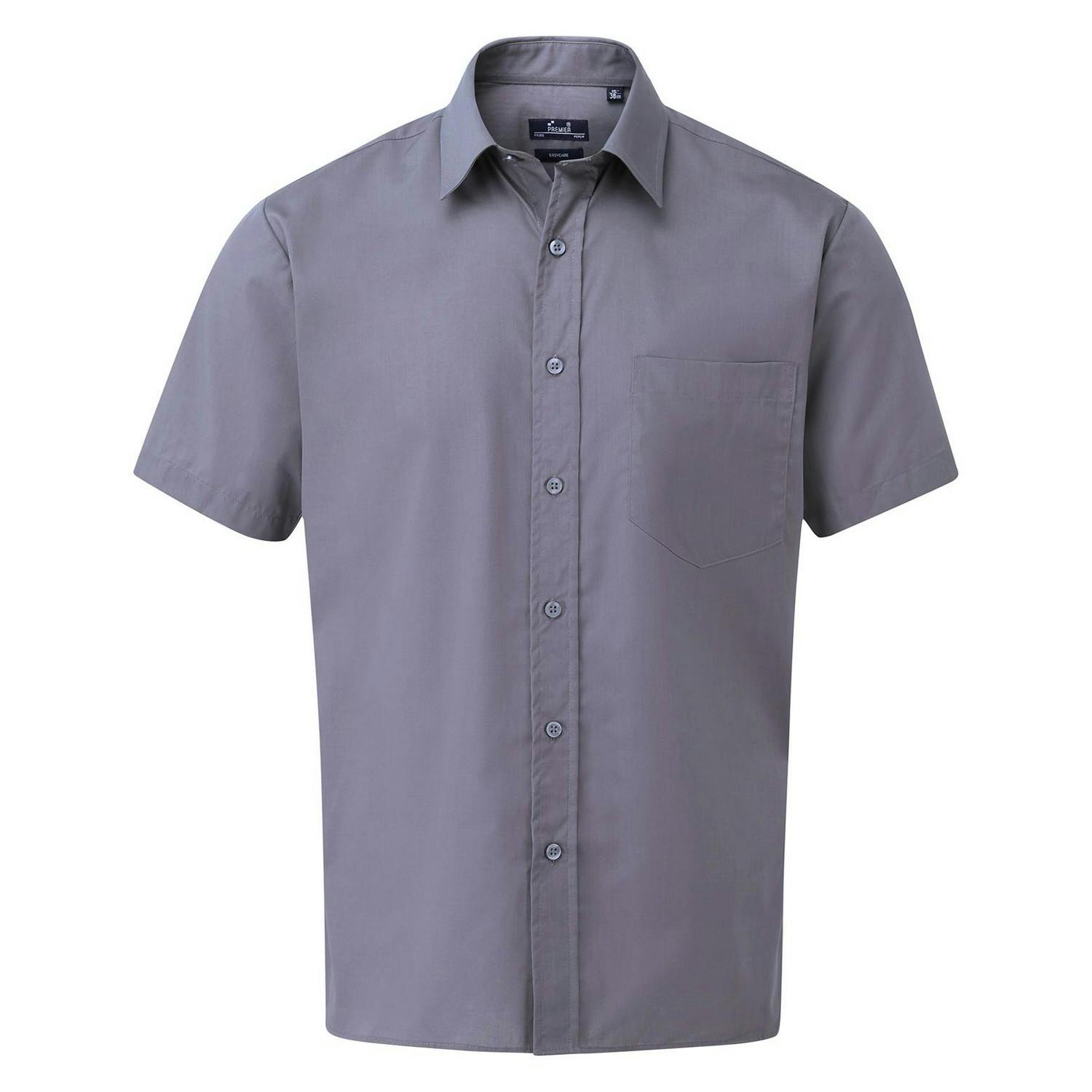 Premier (16In, Steel) Mens Short Sleeve Poplin Shirt - Image 3