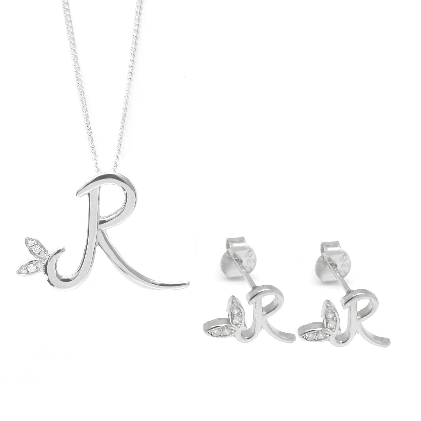 Say It With Silver Winged Initial Earring Gift Set - R