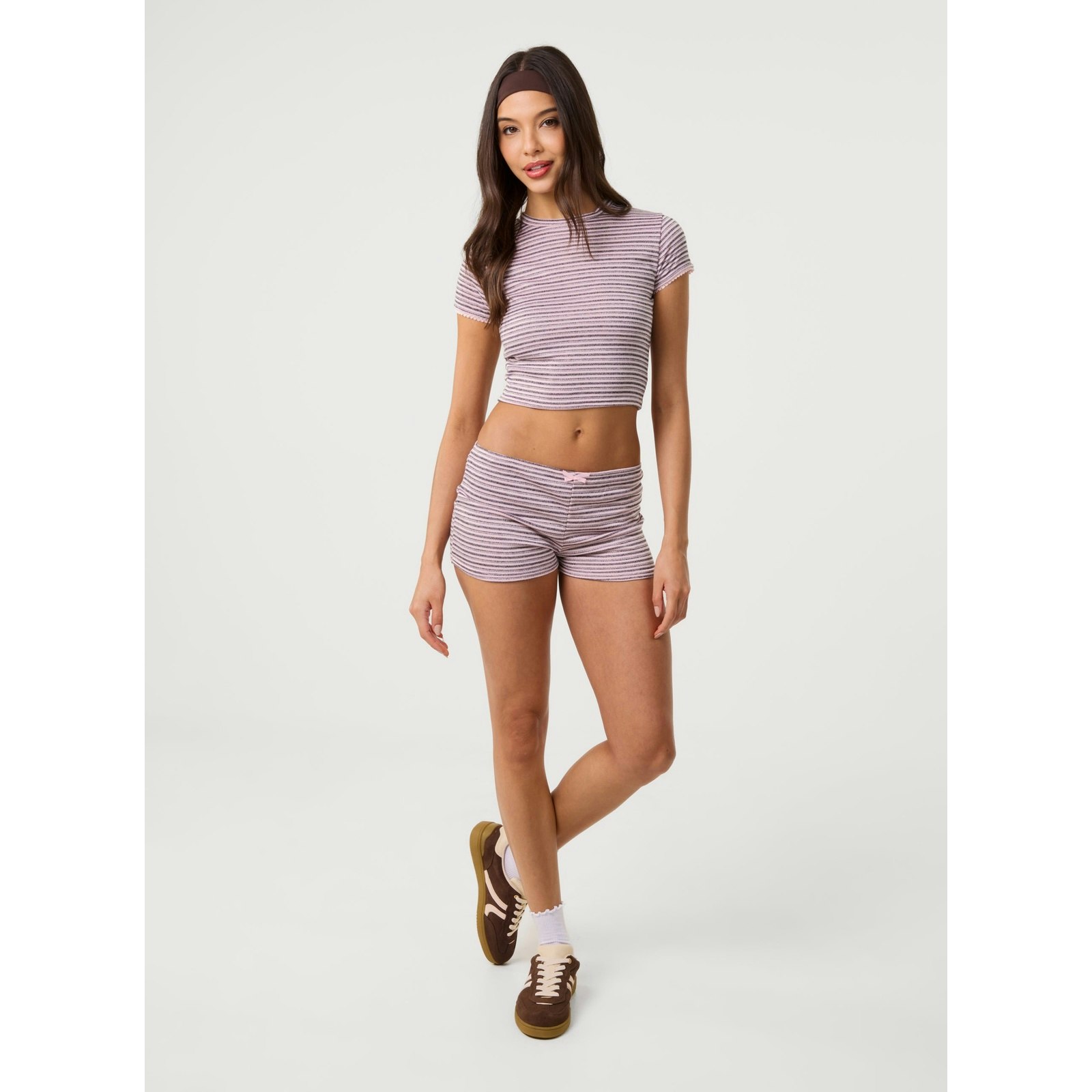 Pink Vanilla Jersey Stripe Shorts - M
