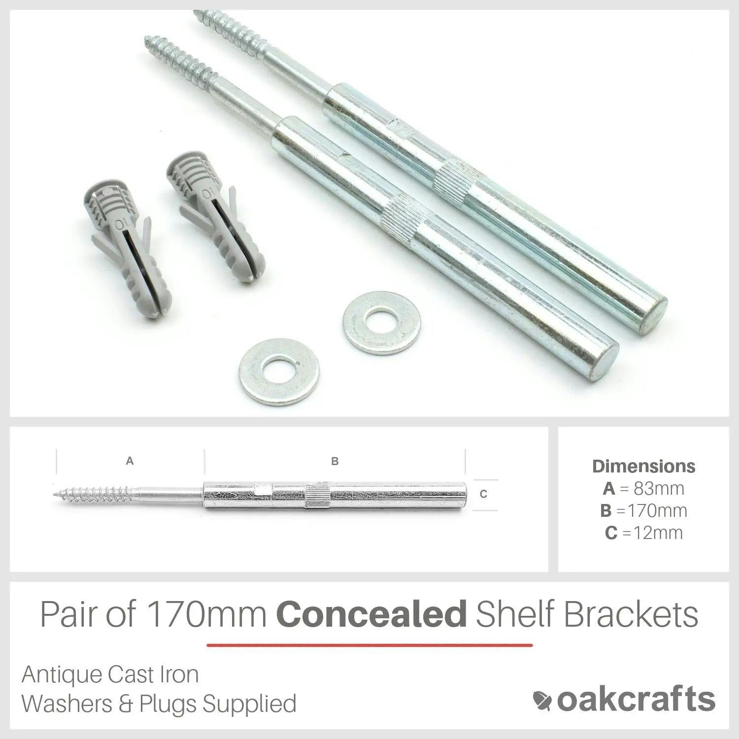 - OakcraftsPair Of Concealed Floating Shelf Brackets/supports170mm - Image 2