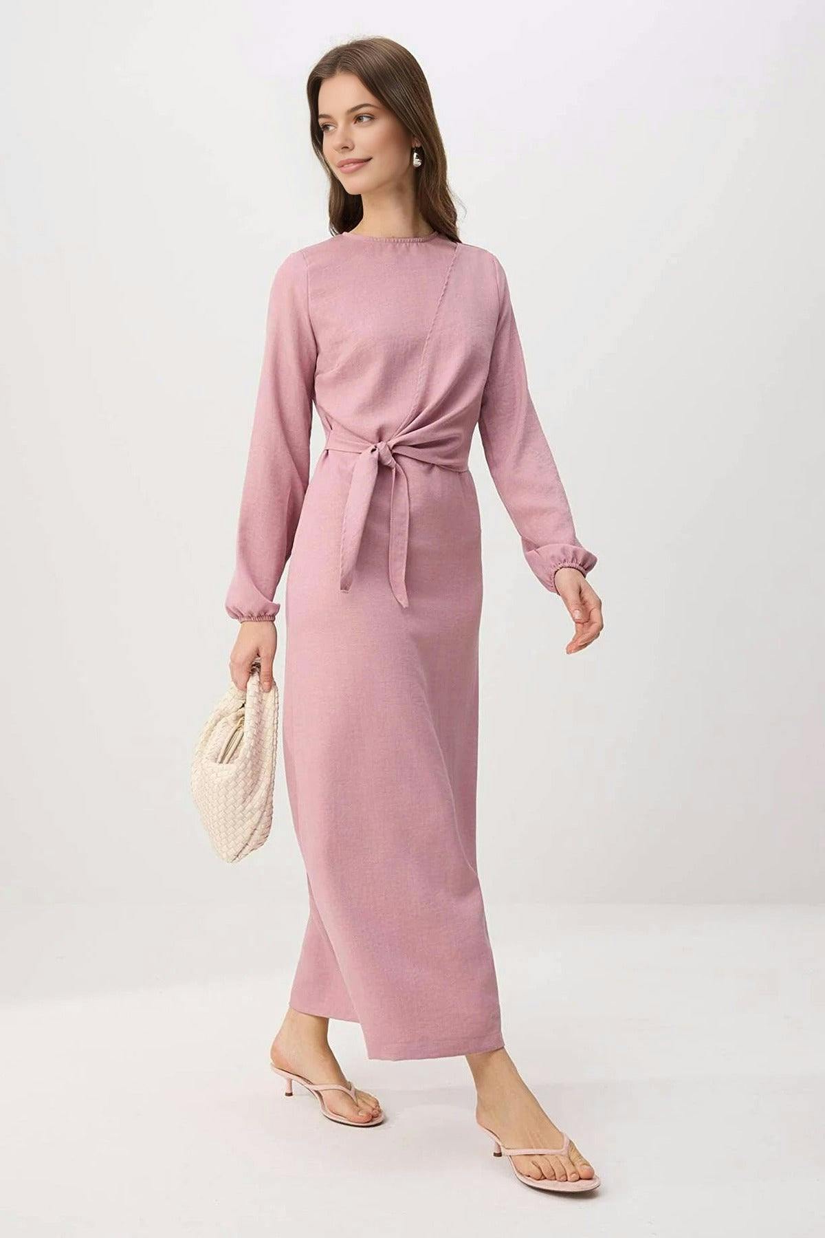 Hoxton Gal Lilac Linen-Look Woven Dress - 10