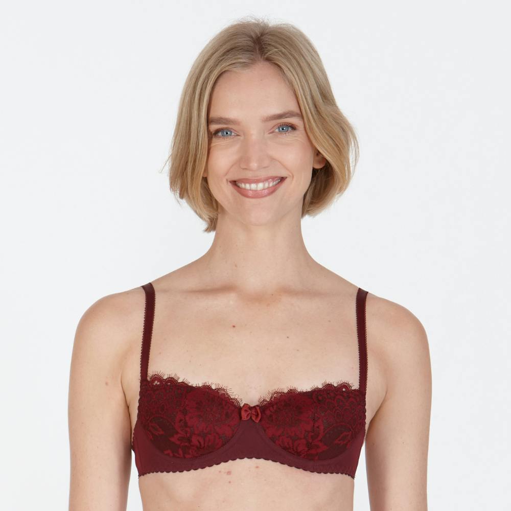 Little Women Women's Burgundy/Red Little Beauty Non Wi Fixed Padded Balconette Bra - 40Aaa