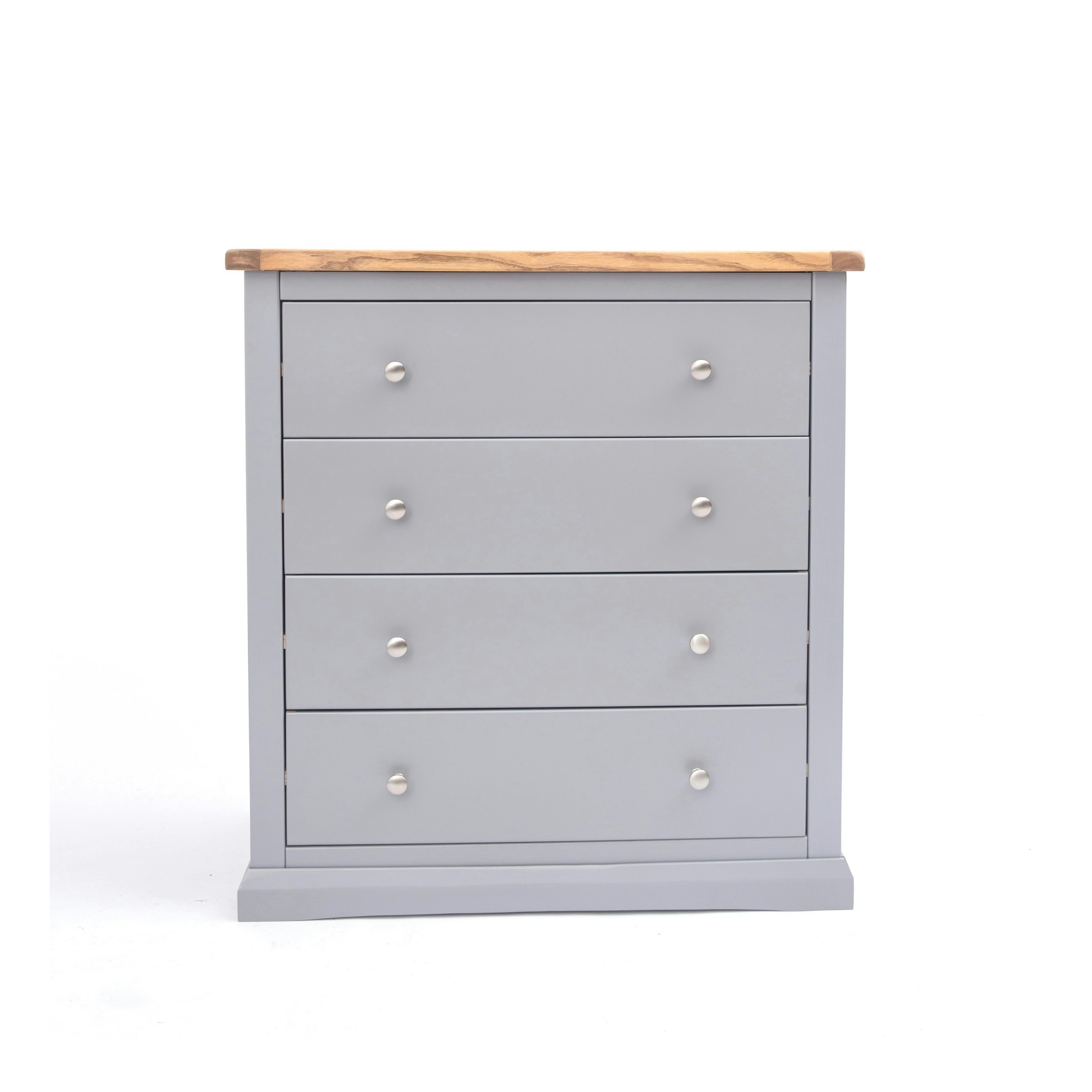 Rackhams Grey Rocca 4 Drawer Chest Of Drawers Chrome Knob