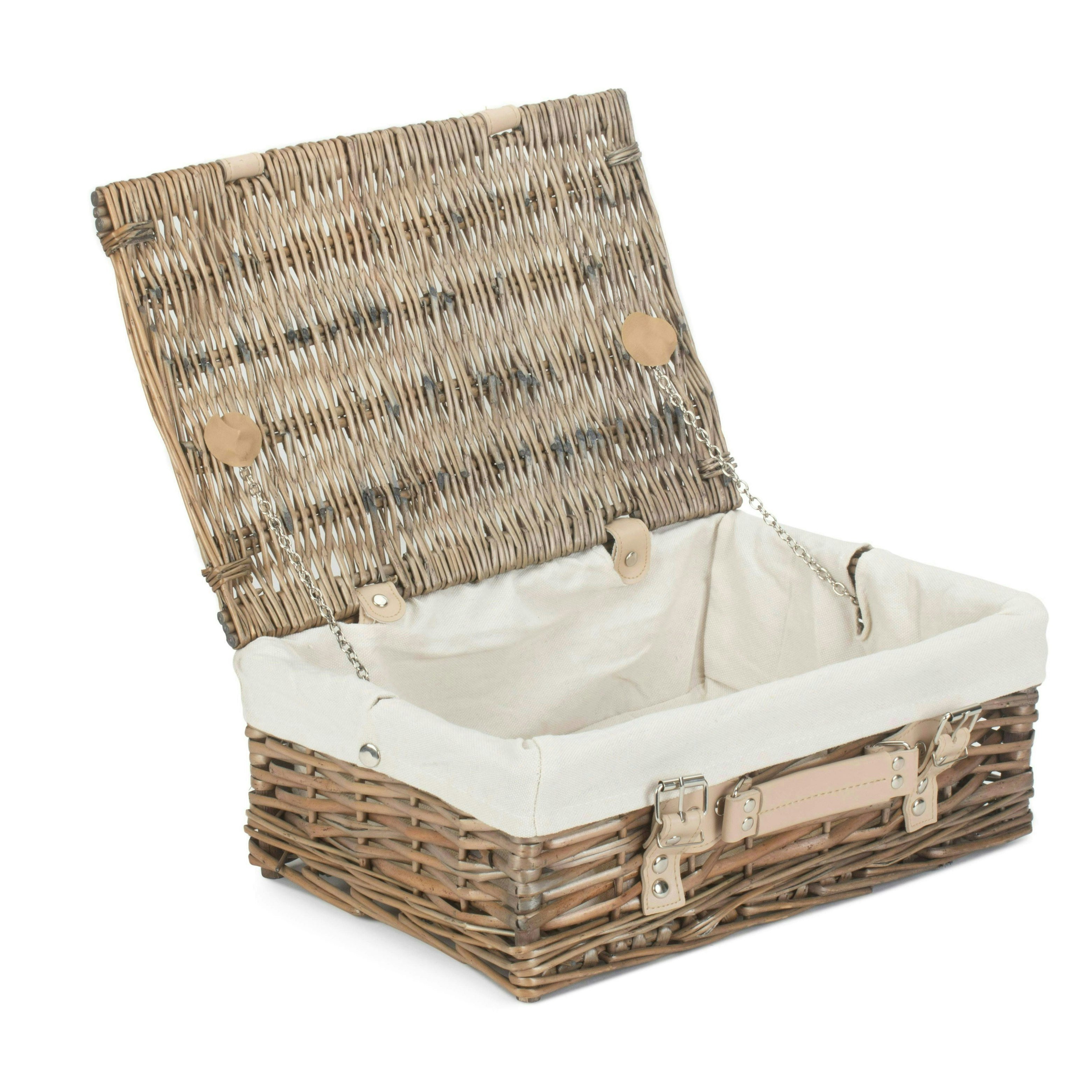 Red Hamper Red/White Hamper 35Cm Antique Wash Split Willow Wicker Basket