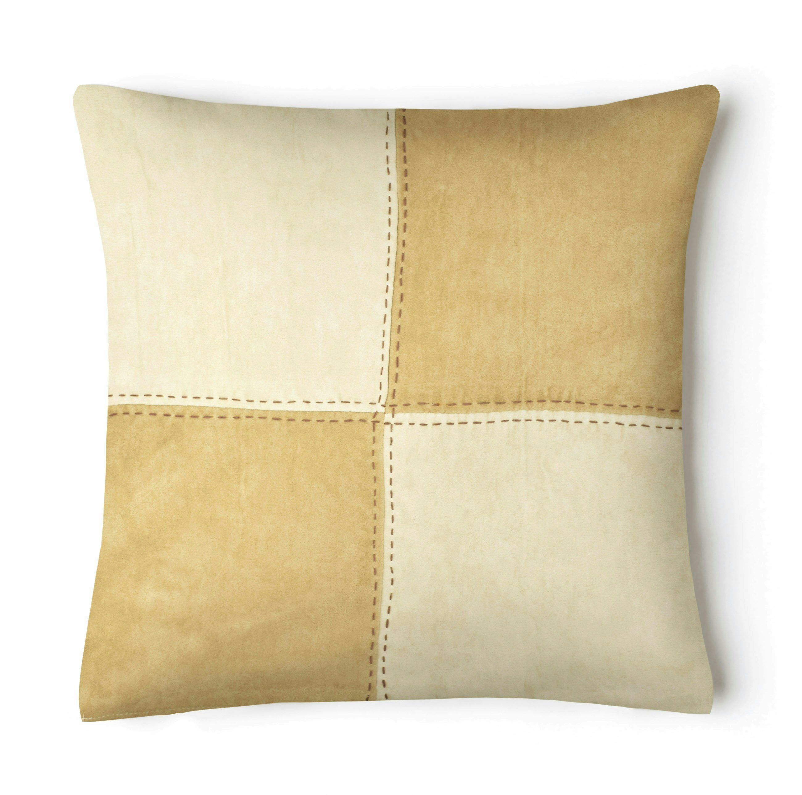 Rackhams Cream Luxury Suede Cut Stitch Contrast Scatter Cushion - 43Cm X 43Cm