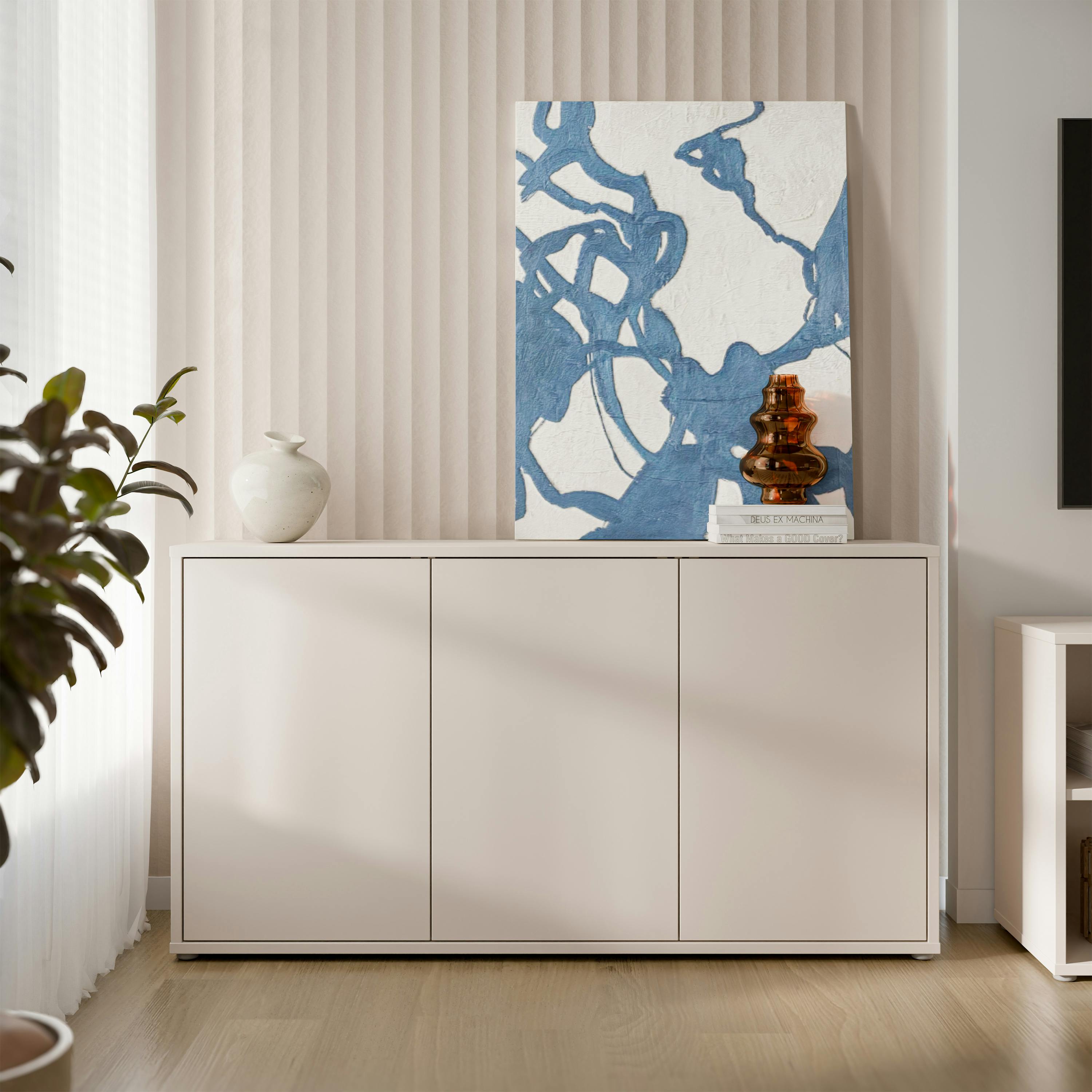 Furniture To Go Alice Springs 3 Door Sideboard With Push-To-Open Doors And Drawer In Sand - W 154.2 X H 76.3 X D 41.5Cm - Sand - 1