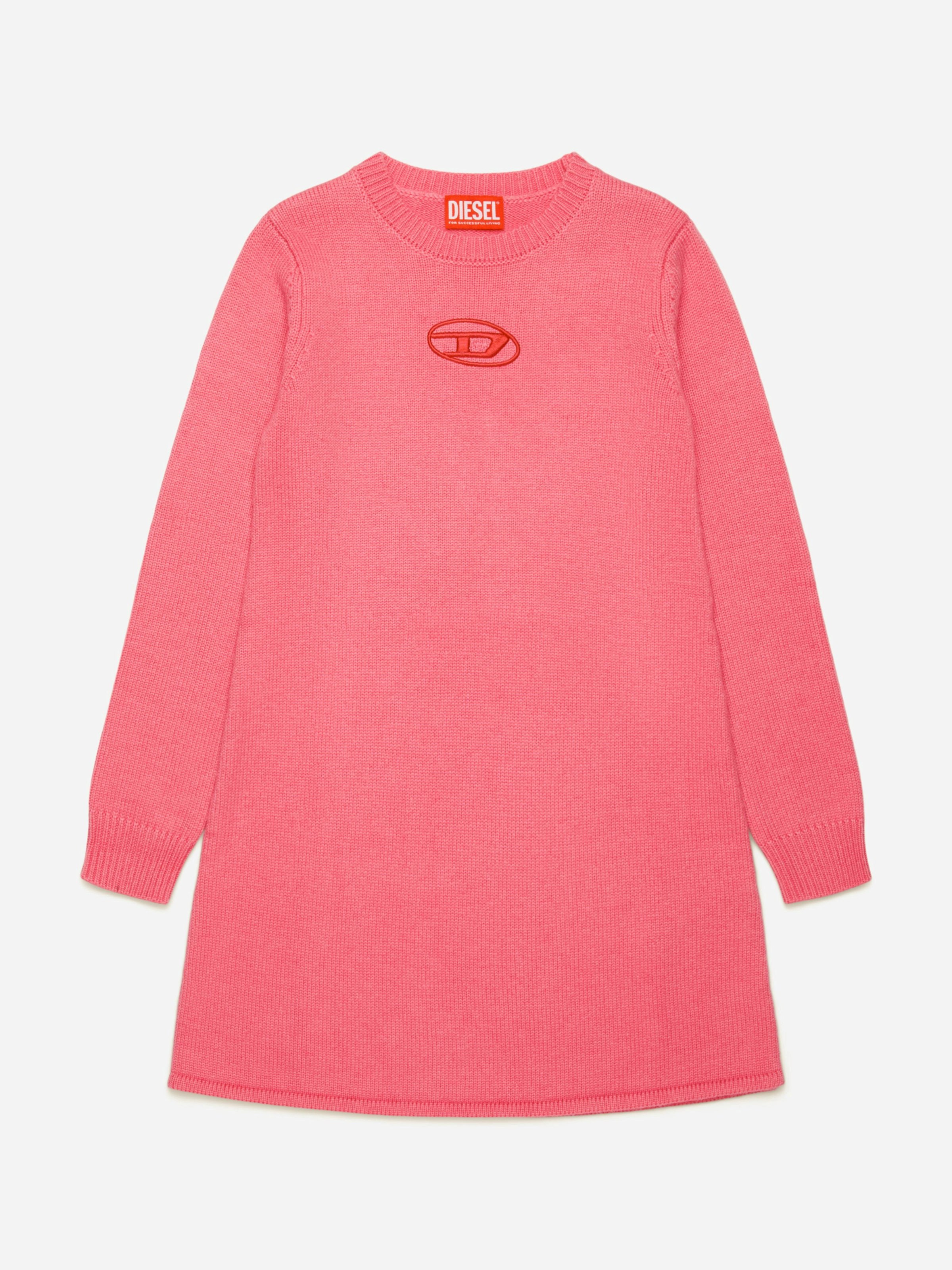 Diesel Girls Pink Oval D Sweater Dress In - 14 Yrs