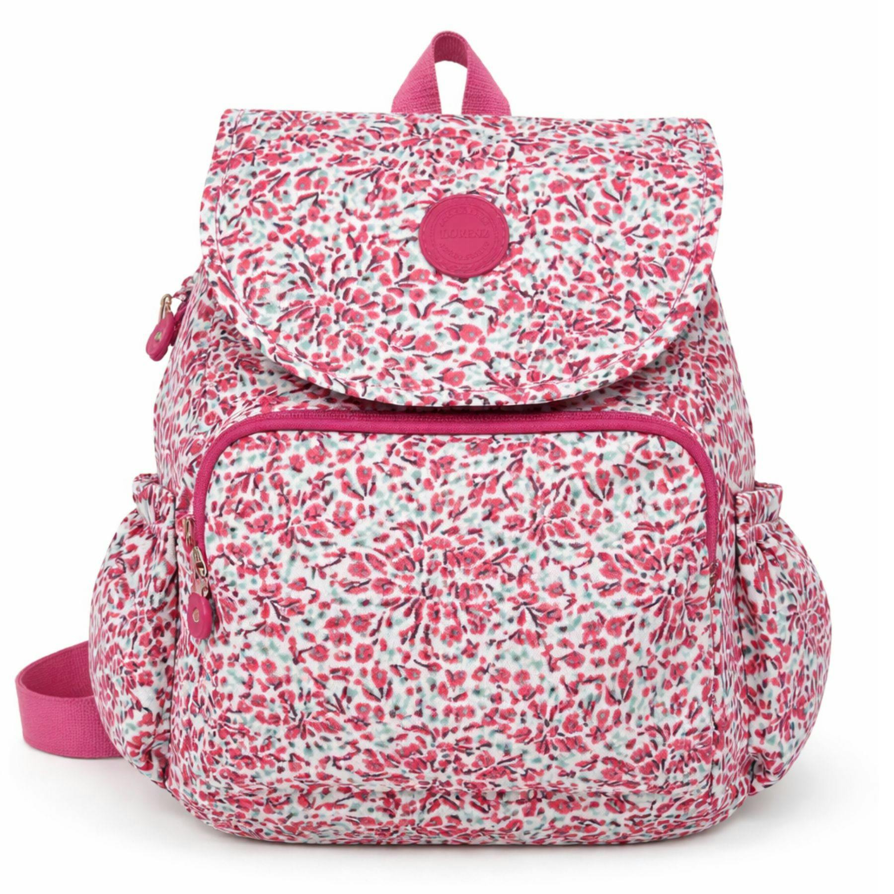 Lorenz Pink Compact Nylon Everyday Backpack Small Lightweight
