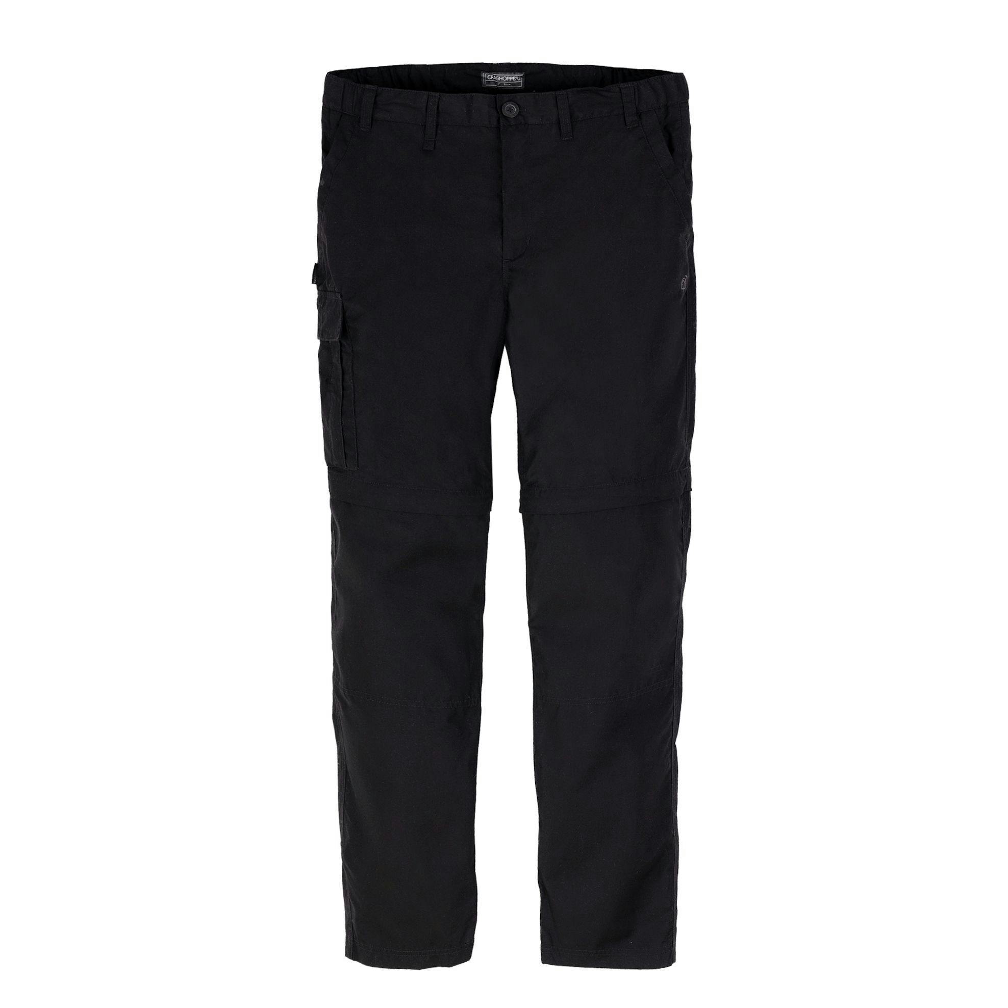Craghoppers Men's Black Expert Kiwi Tailored Cargo Trousers - 30R - 65% Recycled Polyester/35% Cotton