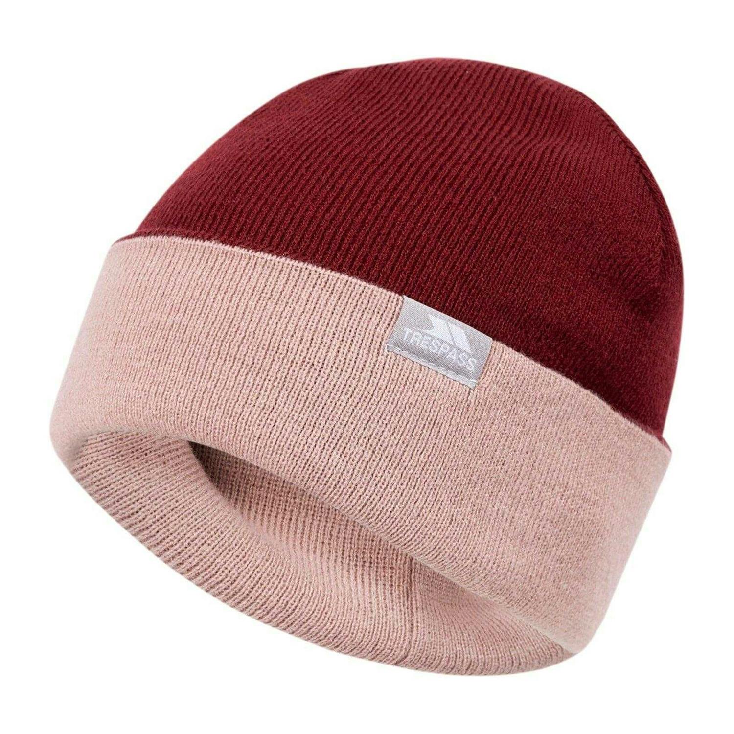 Trespass Unisex Dark Adult Montana Ribbed Winter Beanie - Cherry - One Size - Cherry