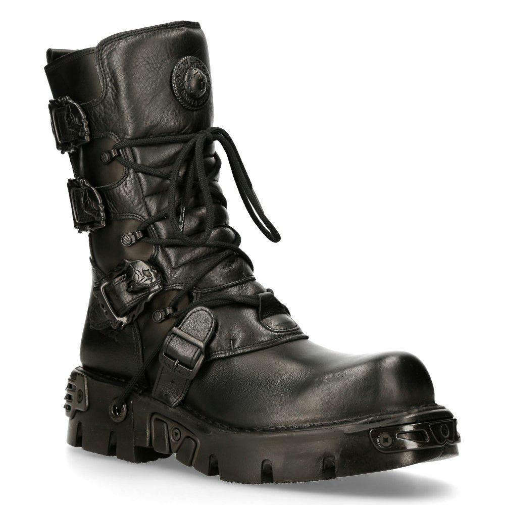 New Rock Black Leather Mid-Calf Boots-391-S18 - Uk 8 | Eu 42 | Us 10
