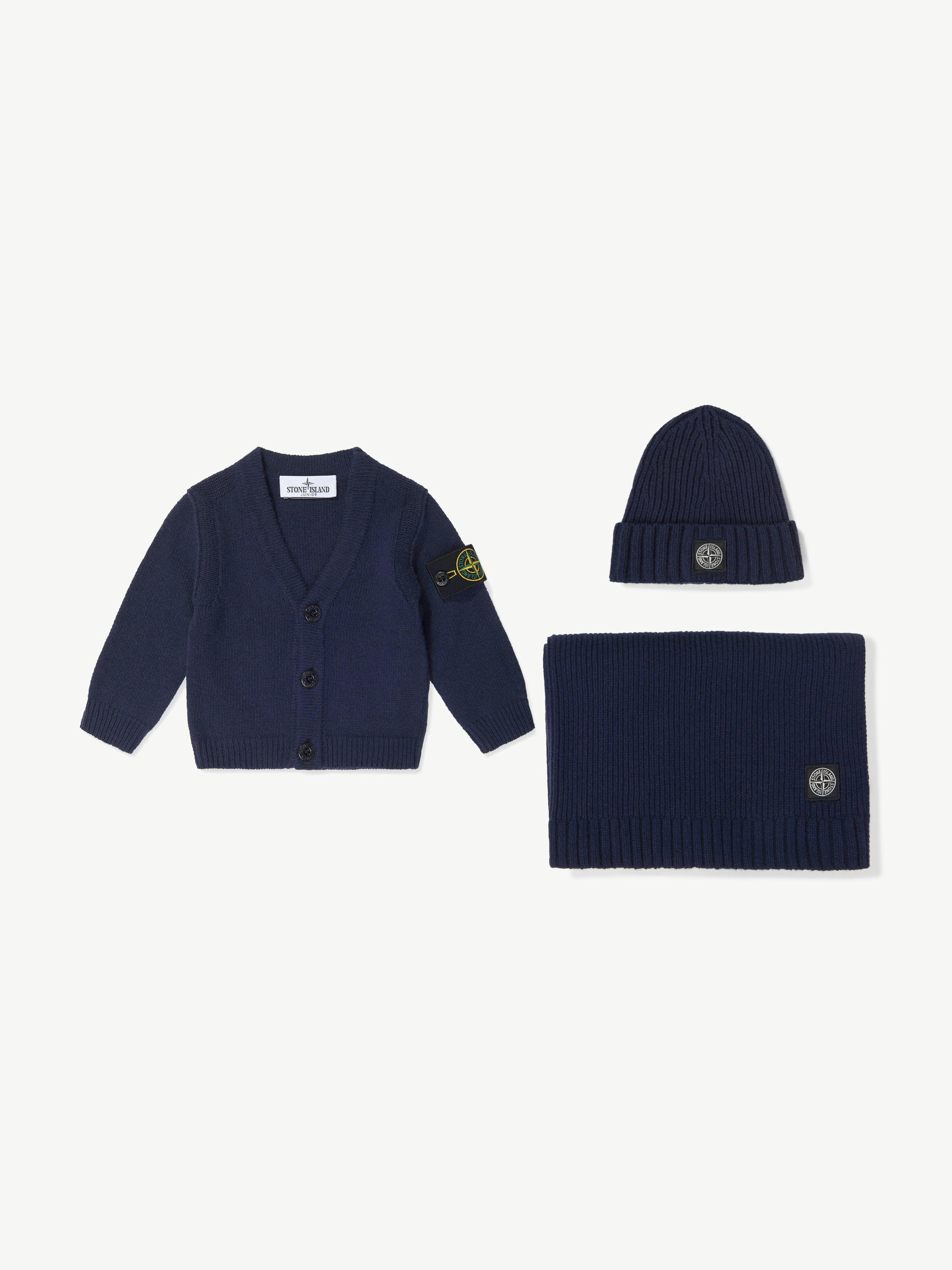 Stone Island Junior Men's Stone Island Baby Boys Cardigan Gift Set In Navy - Multicoloured - 9-12 Mths