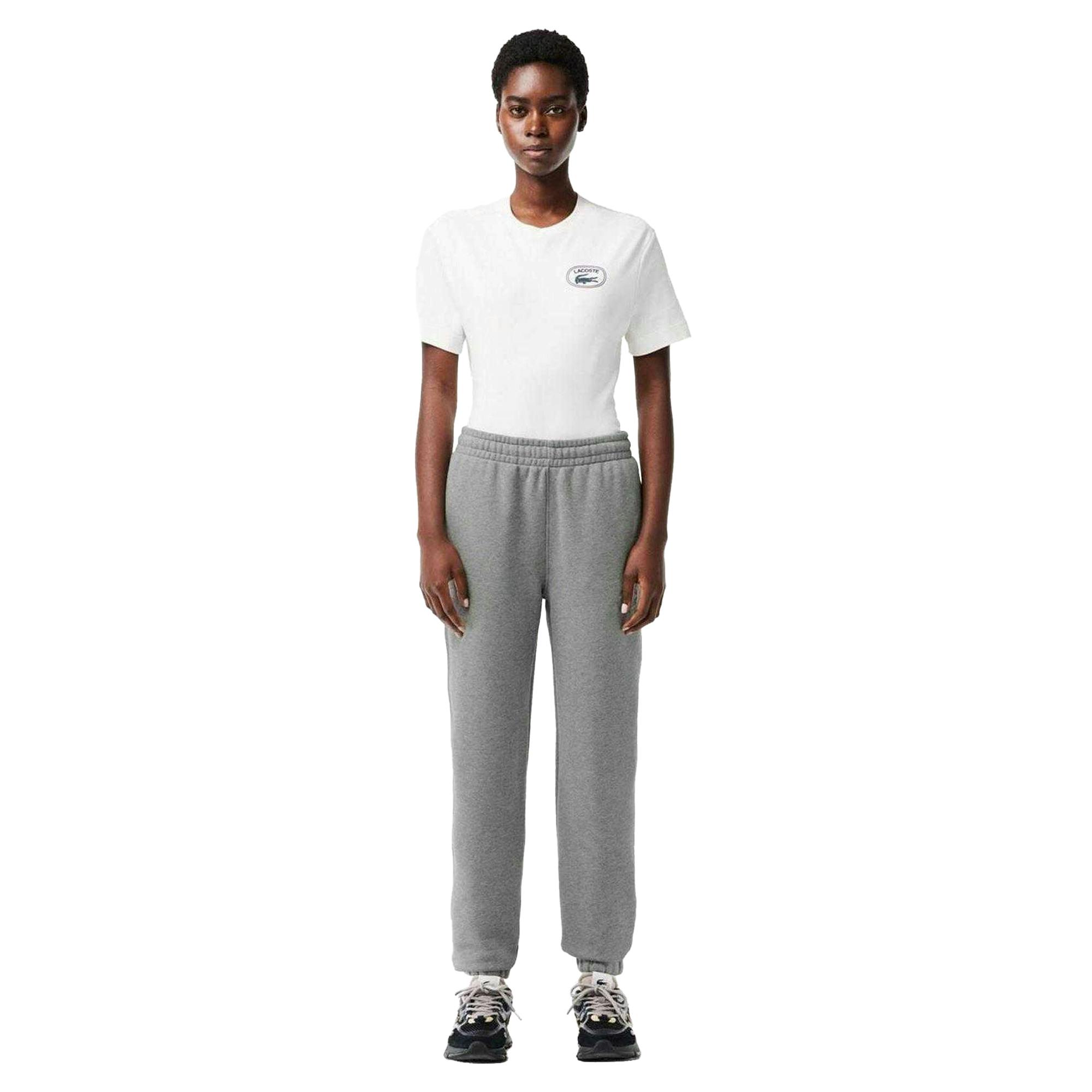 Lacoste Women's Grey Organic Cotton Embroidered Logo Sweatpants - 6 Uk - 100% Cotton