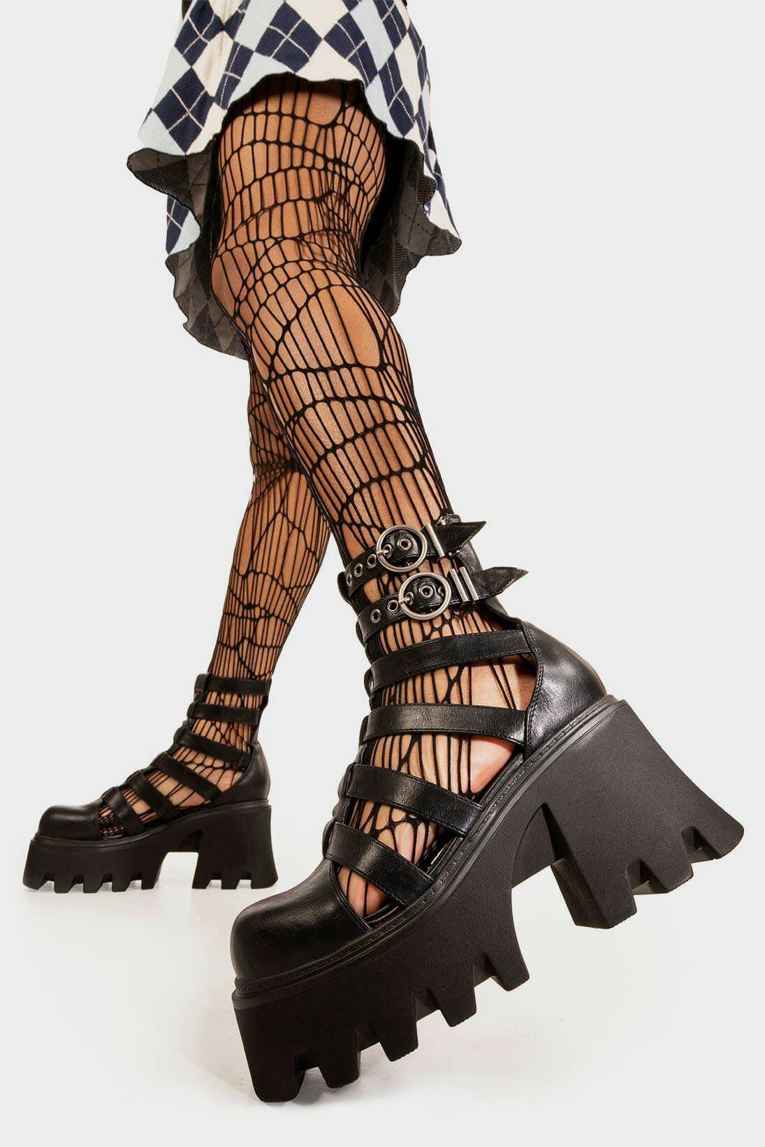Lamoda Black Hypnotised Chunky Platform Ankle Boots Vegan Leather Uk 6 - Uk6