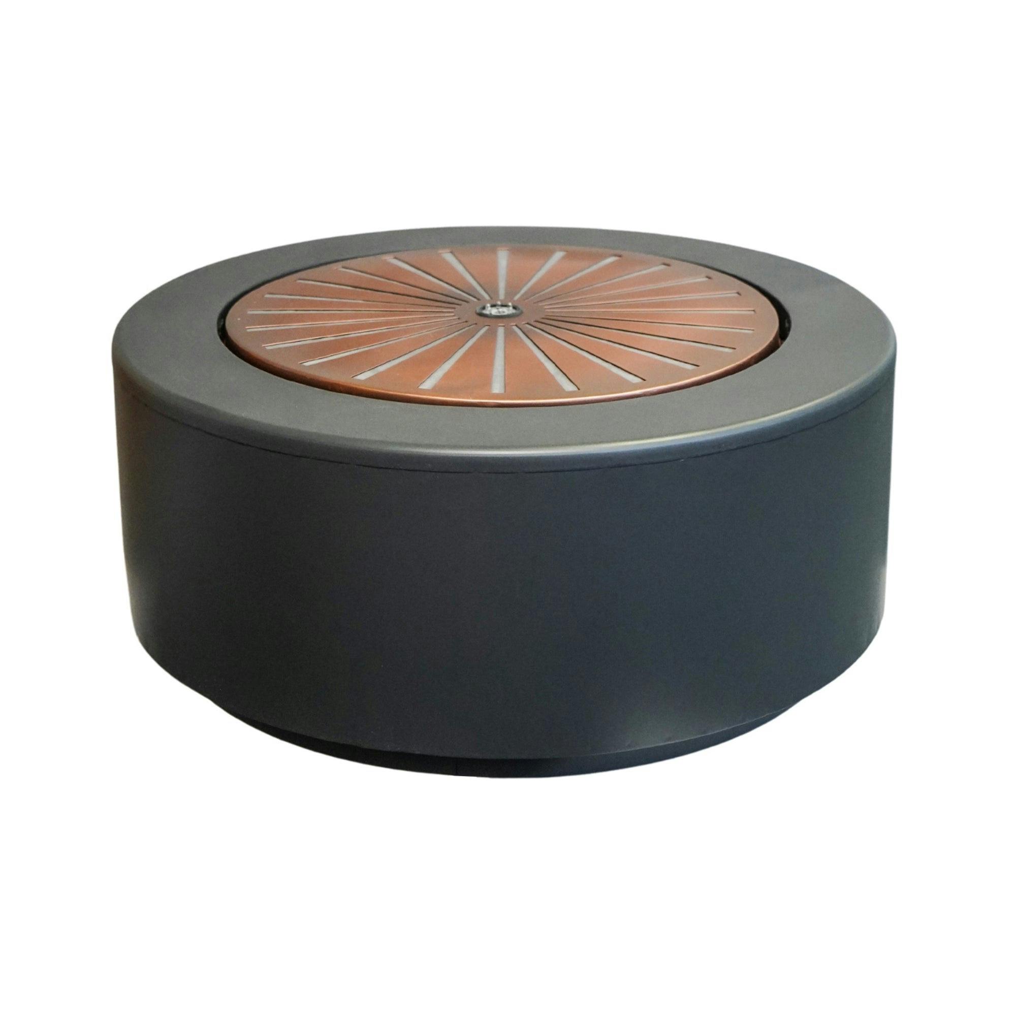 Ivyline Light Solis Large Water Feature With Display In Terrazzo & Brass Effect - Charcoal