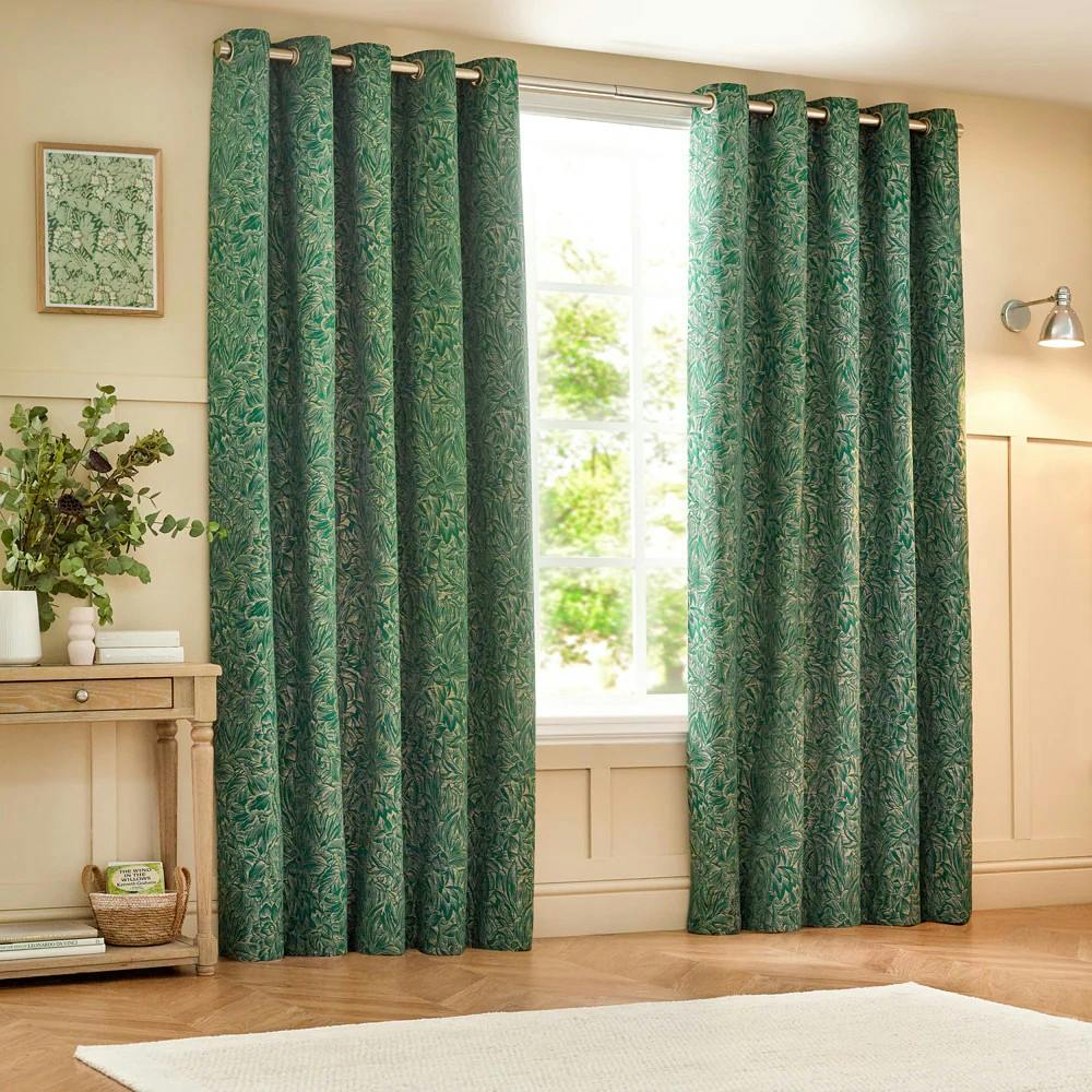 Wylder Light Nature Grantley Jacquard Eyelet Curtains - Emerald - 168Cm X 137Cm - Emerald - 100% Polyester