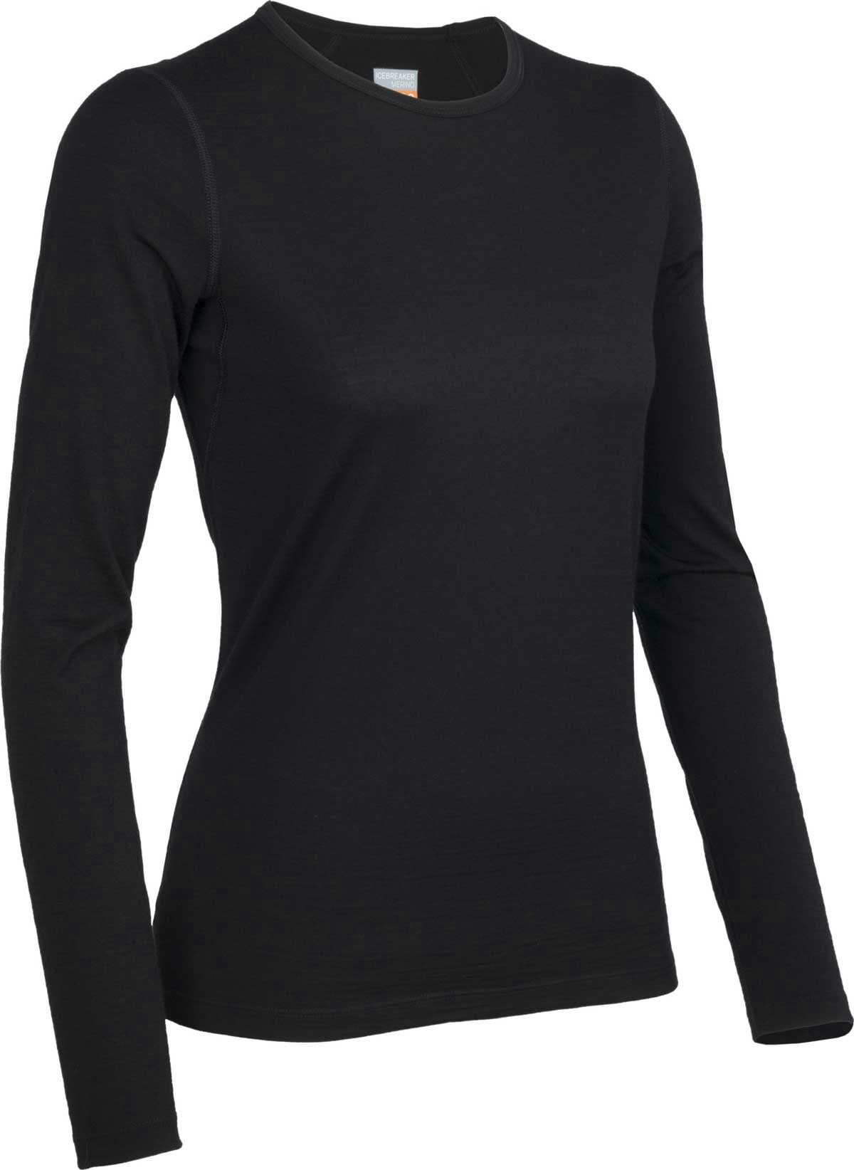 Icebreaker Women's Black Merino 200 Oasis Long Sleeve Base Layer Crew {Ic-104375} - X-Small