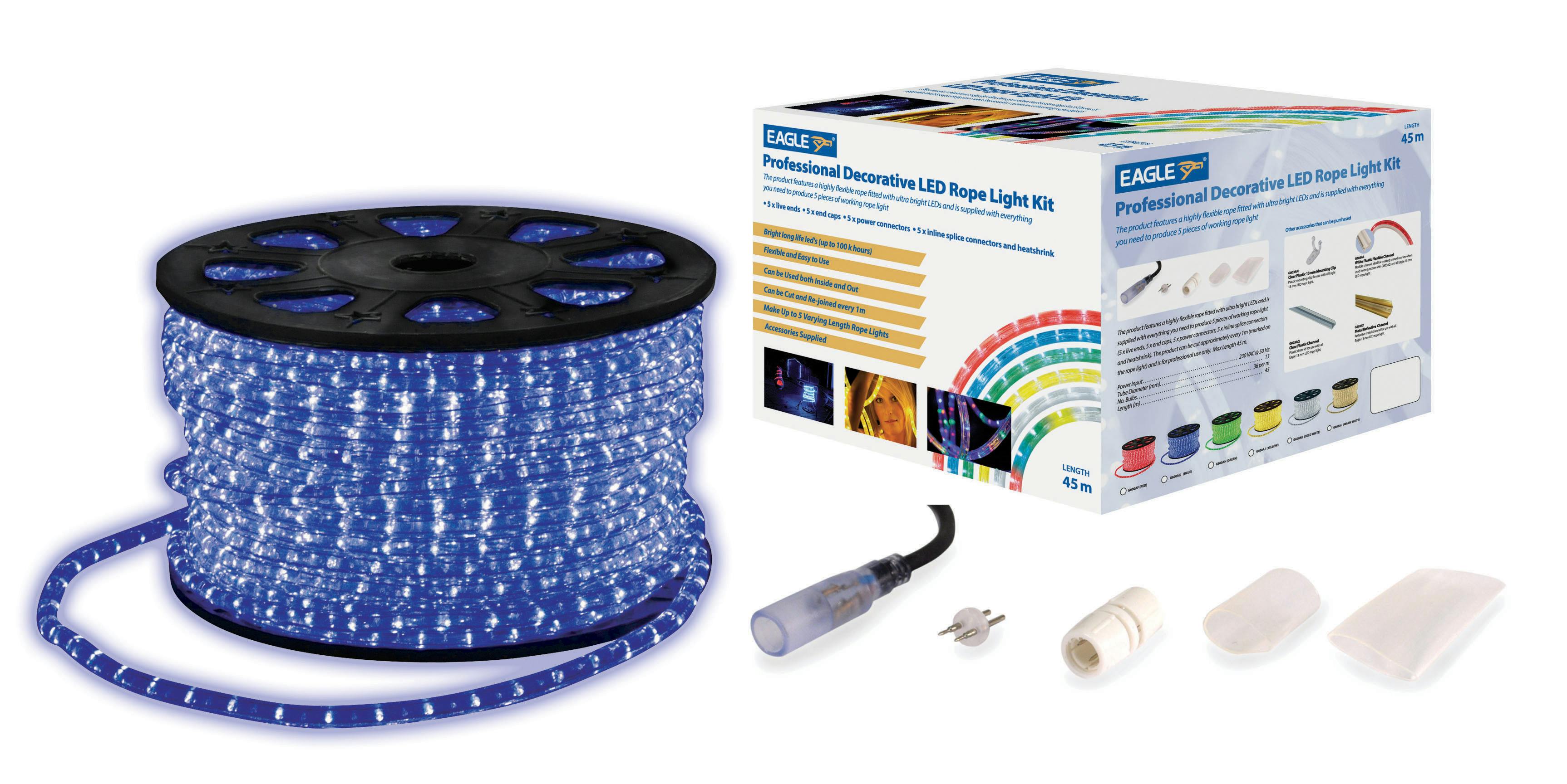 Rackhams Blue/Light 45M Static Led Rope