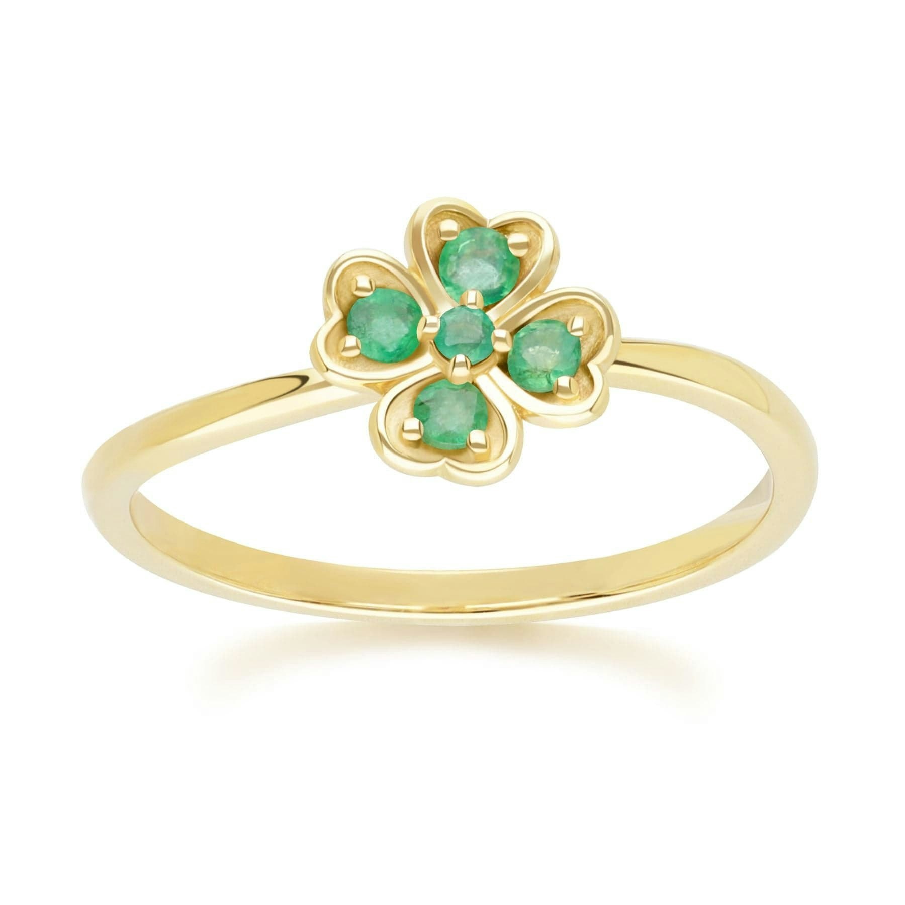 Gemondo Yellow/Gold Gardenia Round Emerald Clover Ring In 9Ct - P
