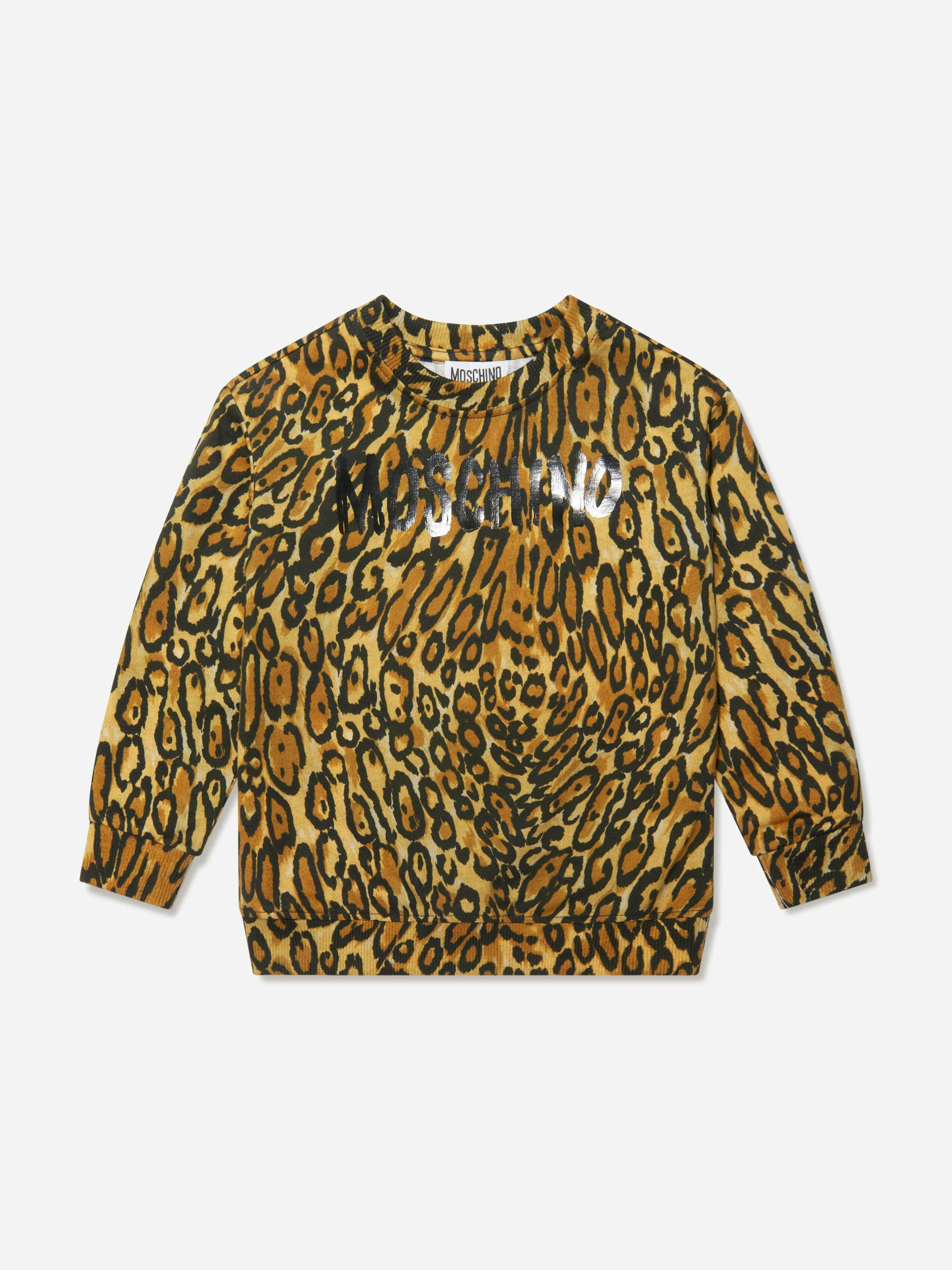 Moschino Kids Boys Brown Moschino Leopard Print Sweatshirt In - 12 Yrs