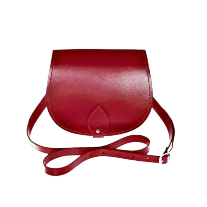 Zatchels Red Handmade Leather Saddle Bag - Large