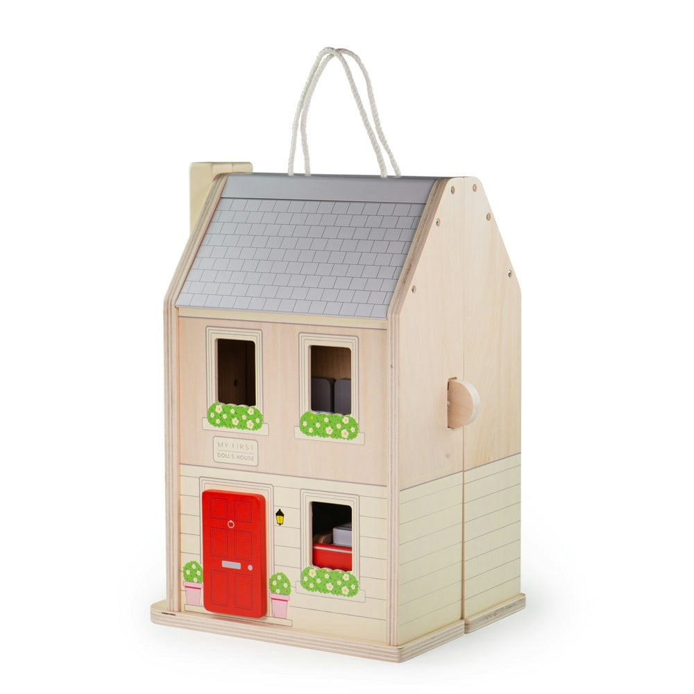 Bigjigs Toys Red My First Doll House, Wooden Dolls House, Wooden Toys