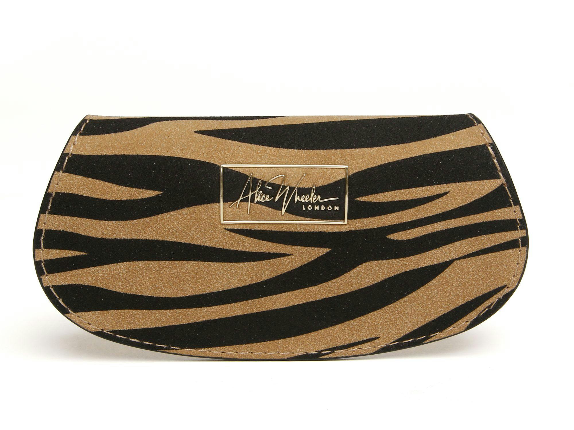 Alice Wheeler Dark Eyeglasses Case – Textured Vegan Leather – Velvet Lined - Zebra