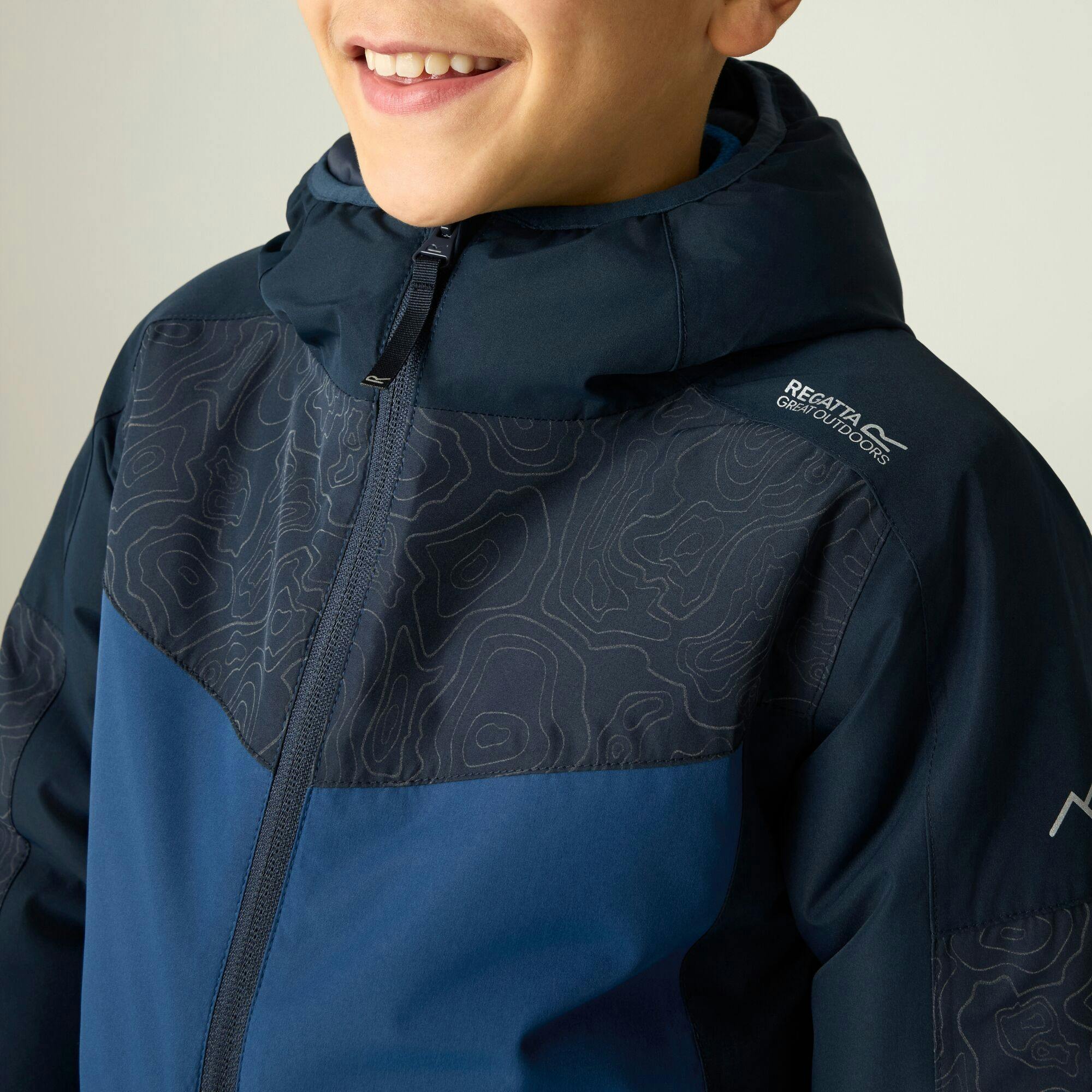 Regatta Blue Kids Illuma Waterproof Reflective Insulated Jacket - Navy/Aviator - 14 Years - Navy/Aviator - 62% Polyester/38% Recycled Polyester