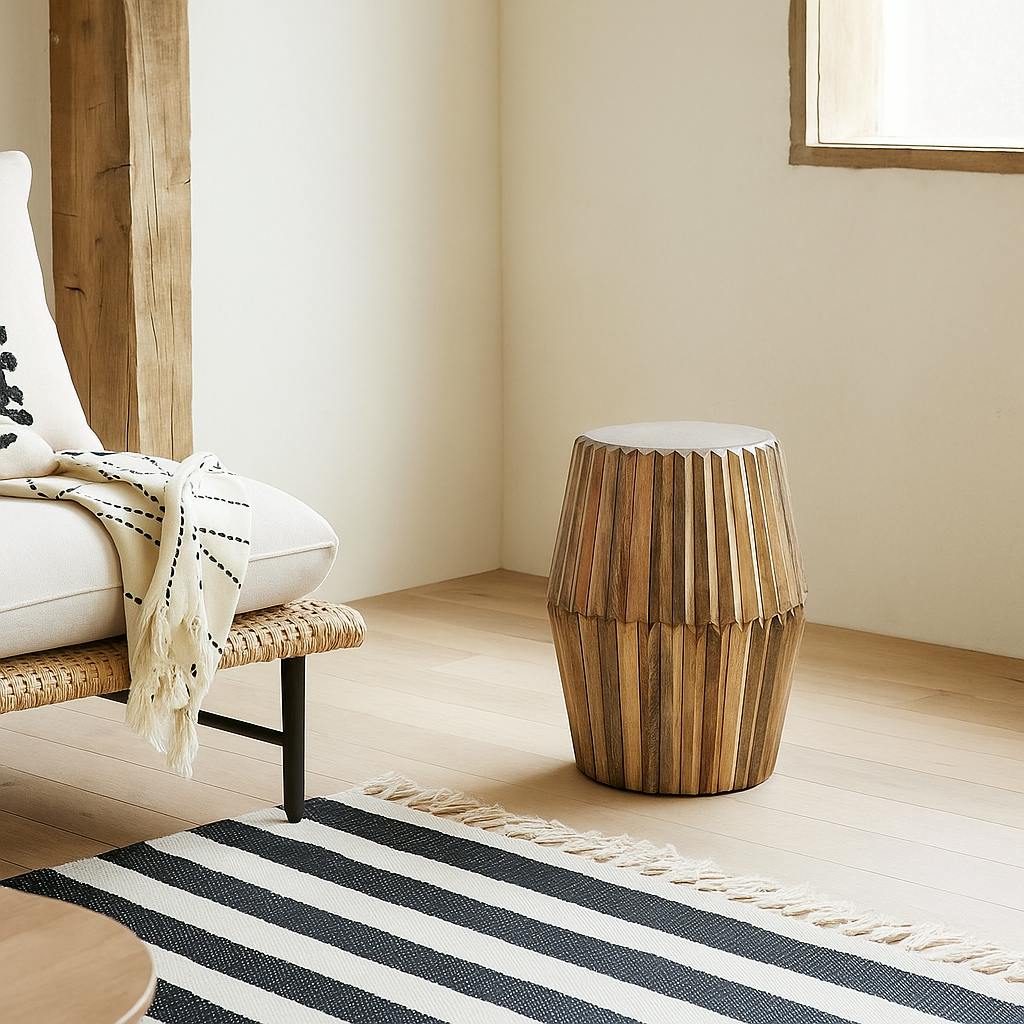 Rackhams Grain Arizona Natural Mango Wood Carved Side Table