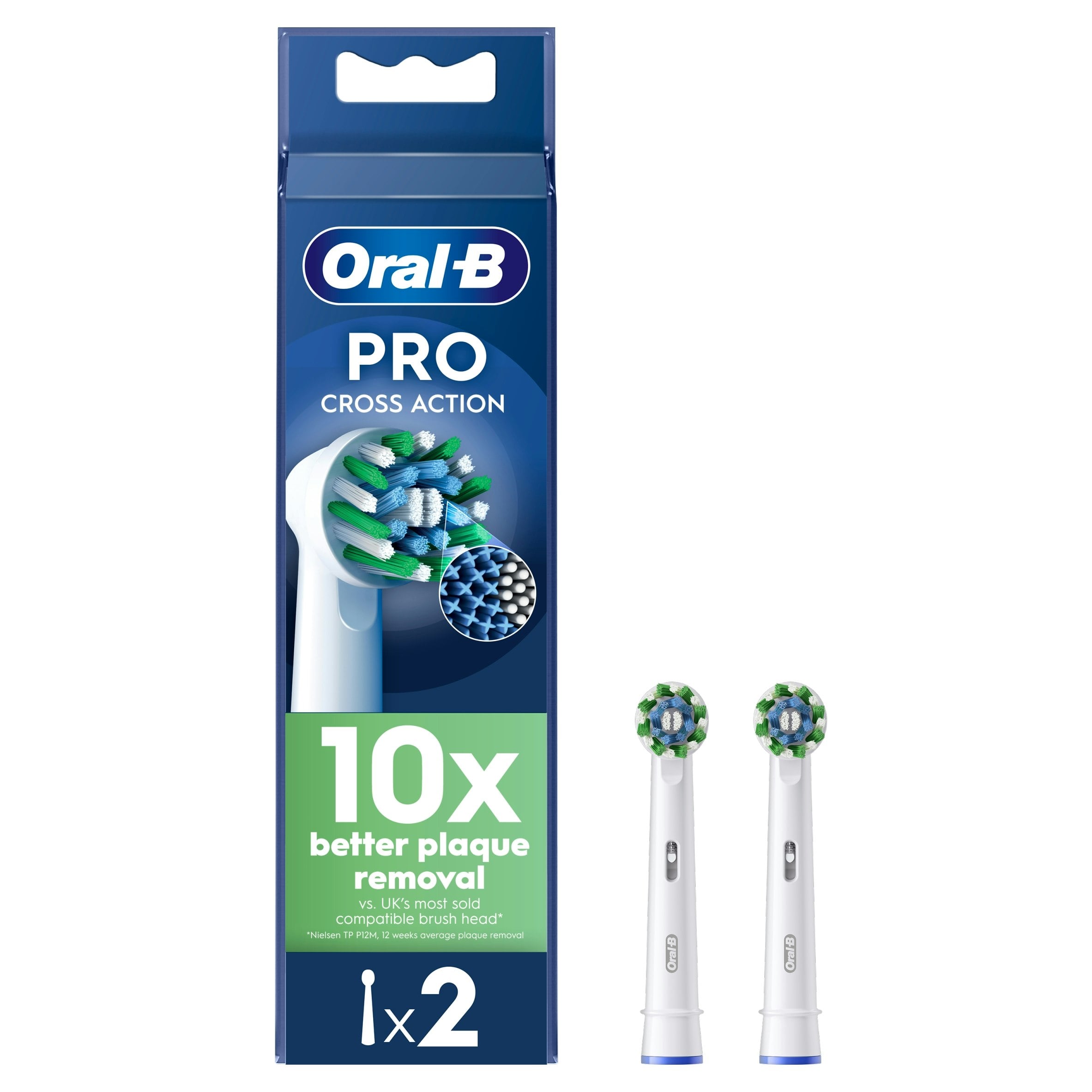 Oral-B Green/Yellow Pro Cross Action Toothbrush Heads, 2 Pack