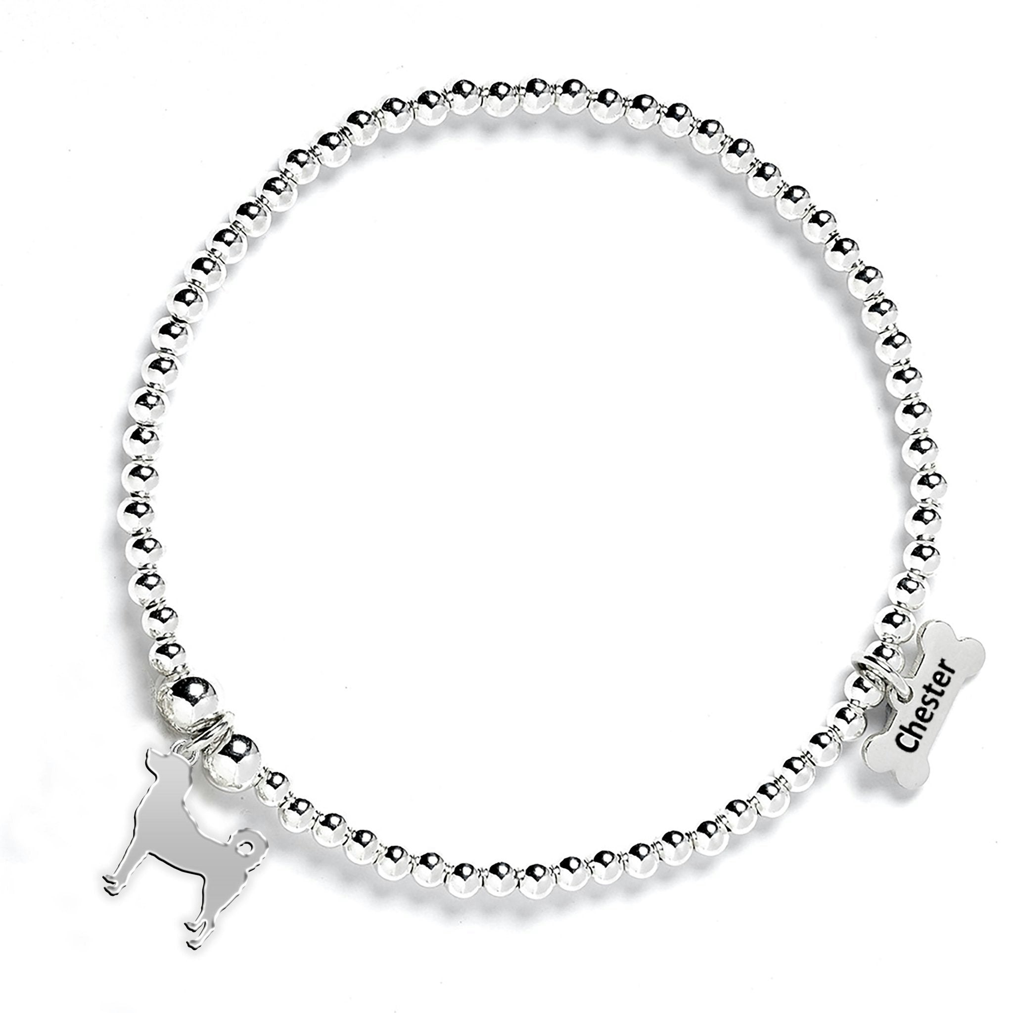 Mylee London Silver Turkish Kangal Dog Silhouette Ball Bead Bracelet - Personalised - Yes