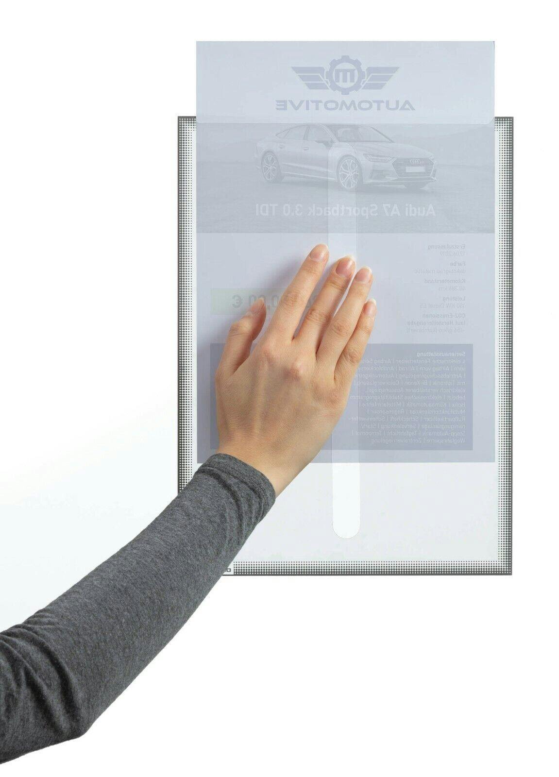 Rackhams Grey Static Cling Uv Info Pocket Signage For Glass | 5 Pack | A4