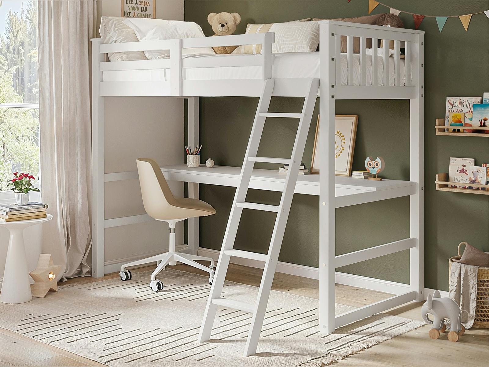 Flair White Jules High Sleeper With Desk - Single