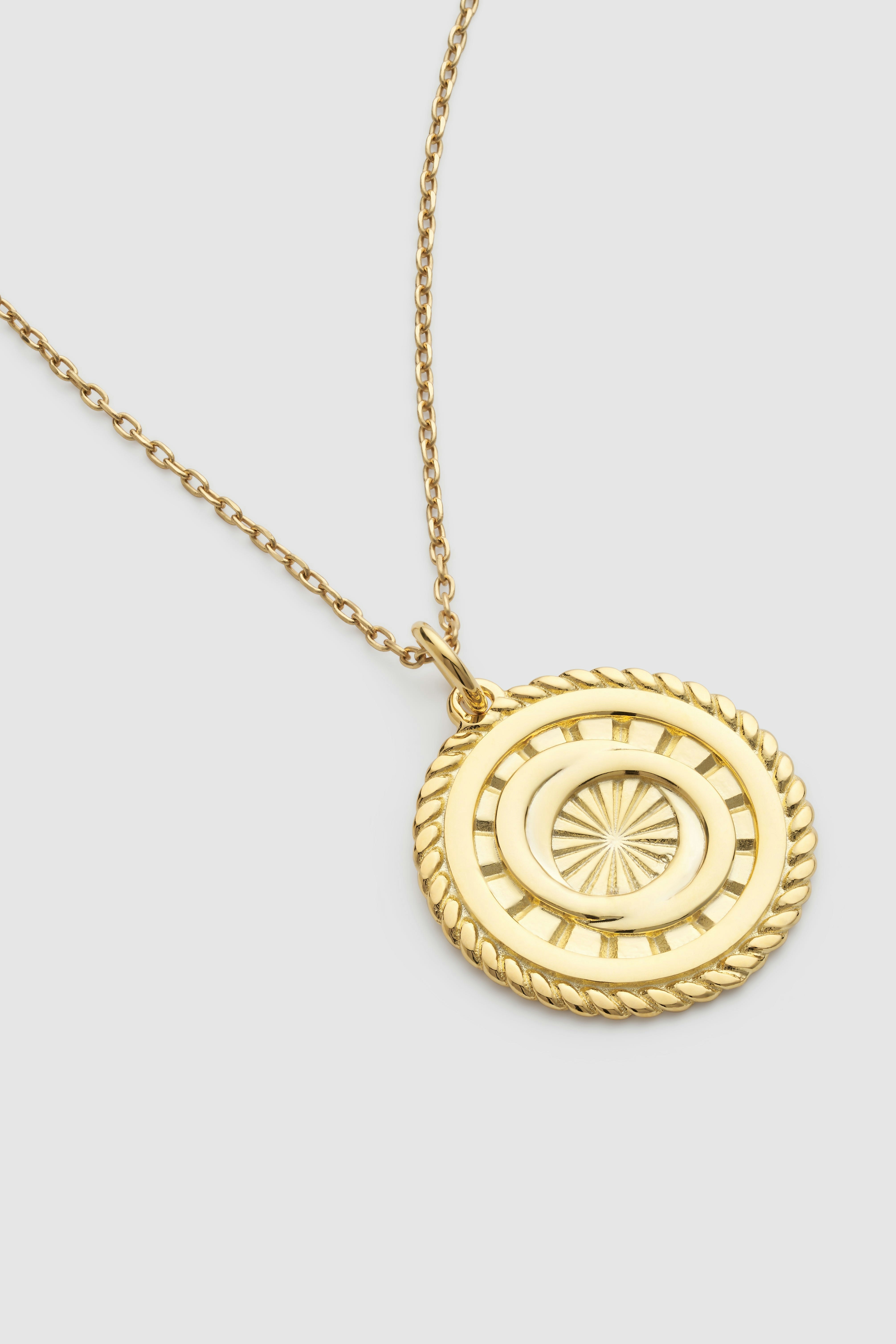 Elk & Bloom Gold Sunburst Interlocking Circles Medallion Necklace - Pendant Only - No Thank You