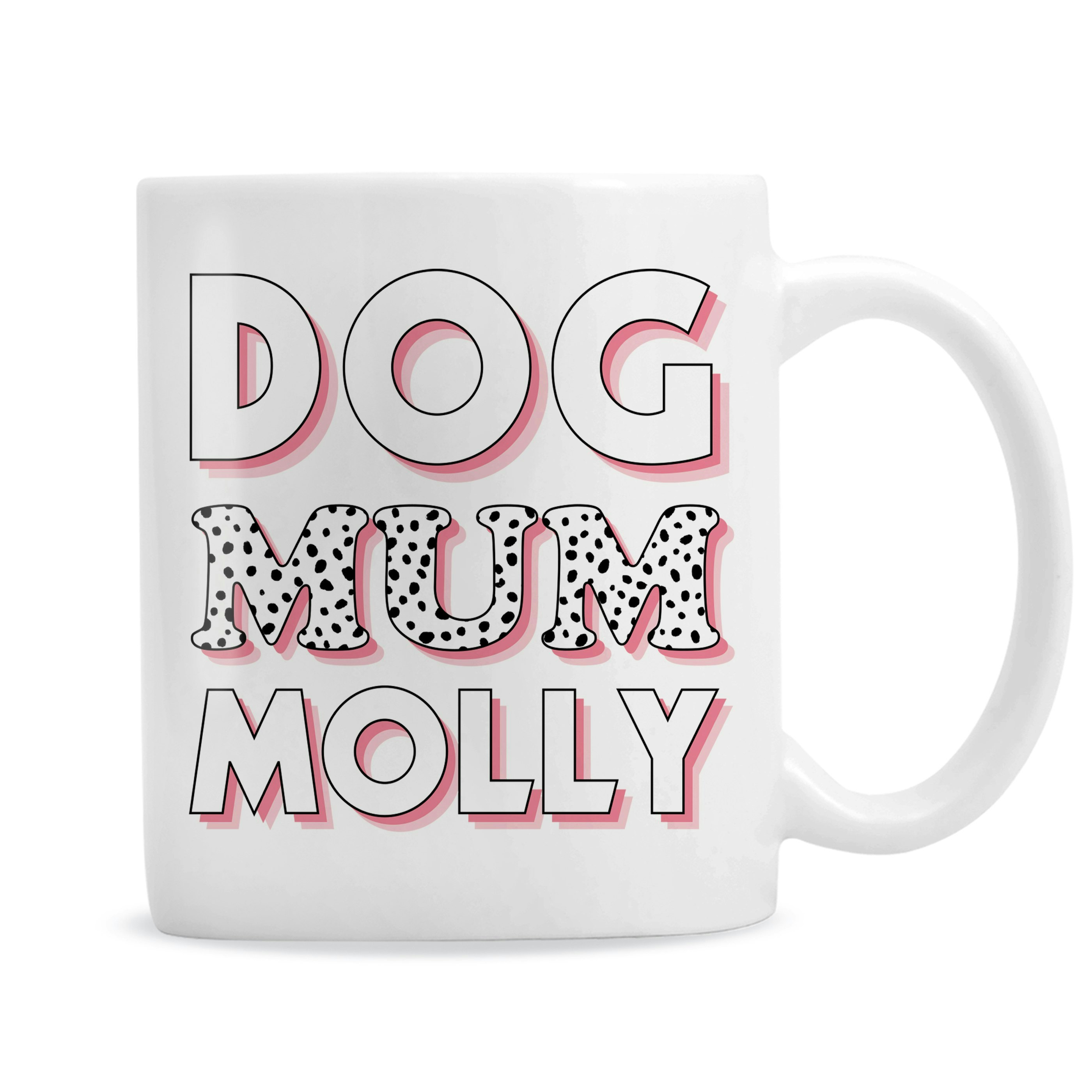 Rackhams Pink Personalised Dog Mum Spots Mug