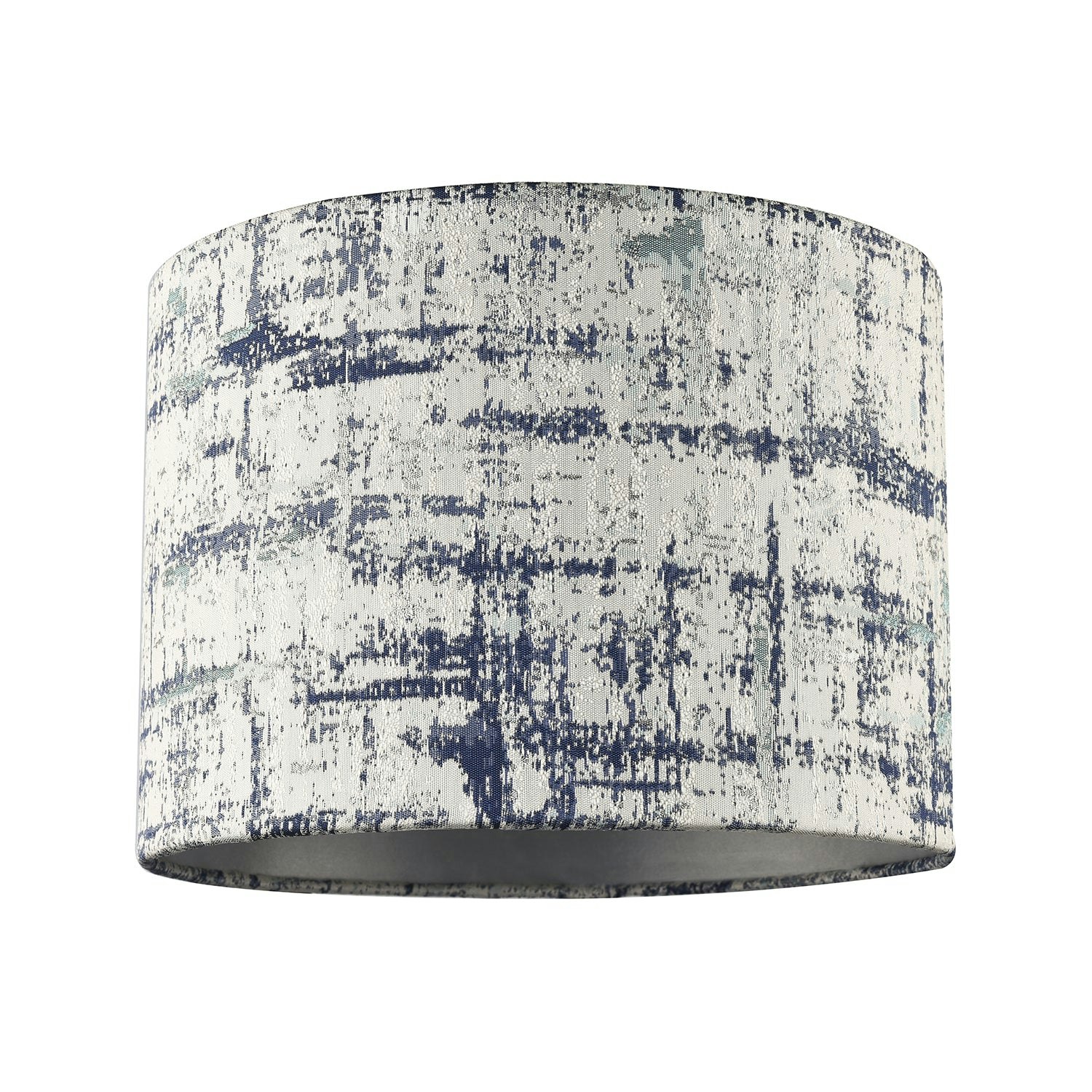 Happy Homewares Blue/Silver Unique Navy And Camouflage Jacquard Fabric Drum Lamp Shade