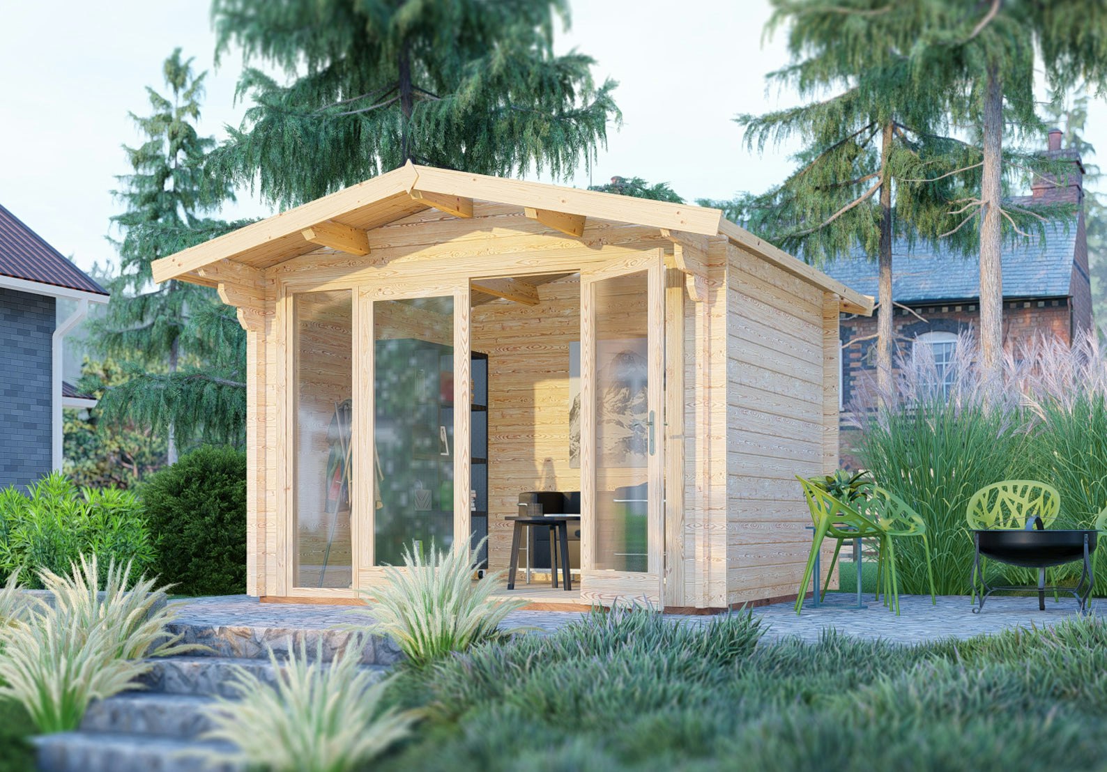 Rackhams Light Faversham 10X10 Log Cabin 44Mm Thick Timber Cladding
