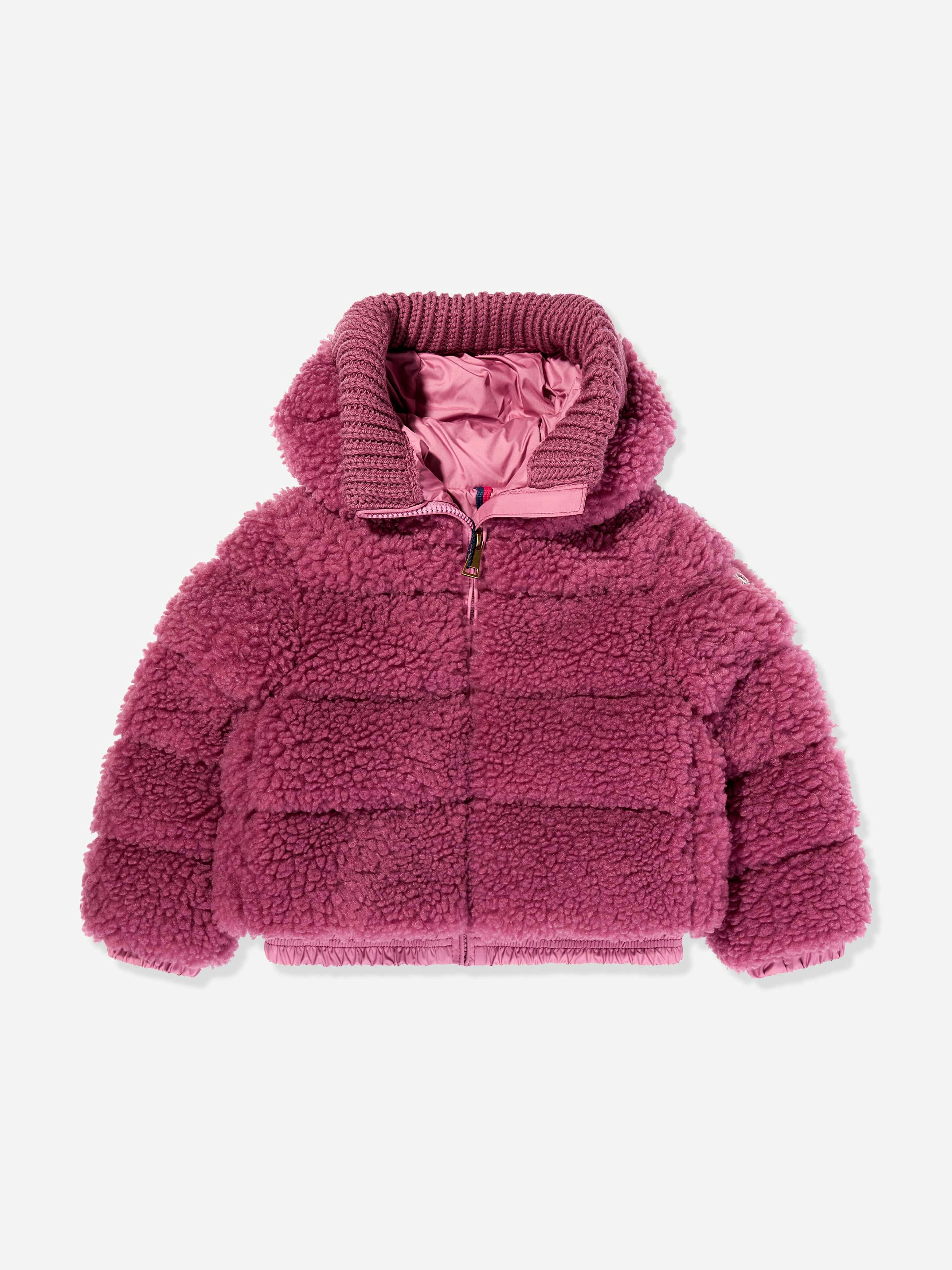 Moncler Kids' Soft Textured Winter Teddy Coat - Pink 56F - Size 10Y - Image 2
