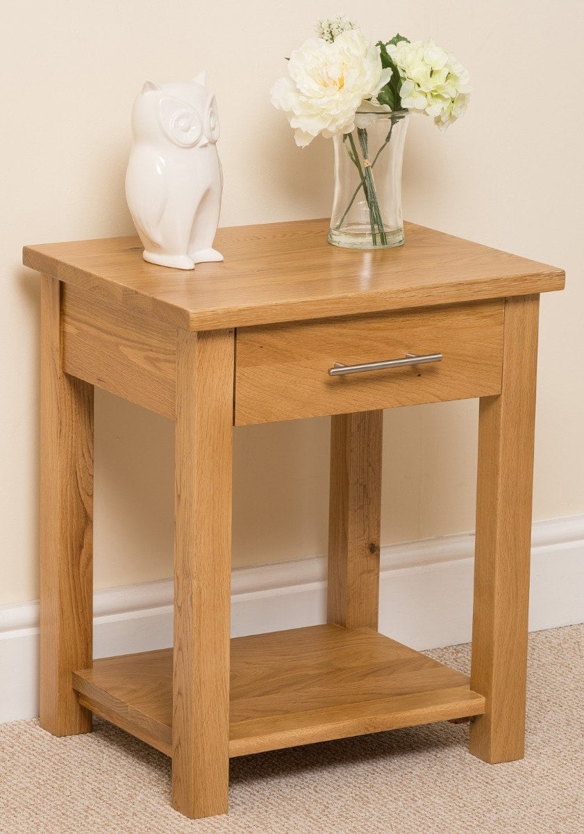 Rackhams Brown Oslo Solid Oak Lamp Table With 1 Drawer