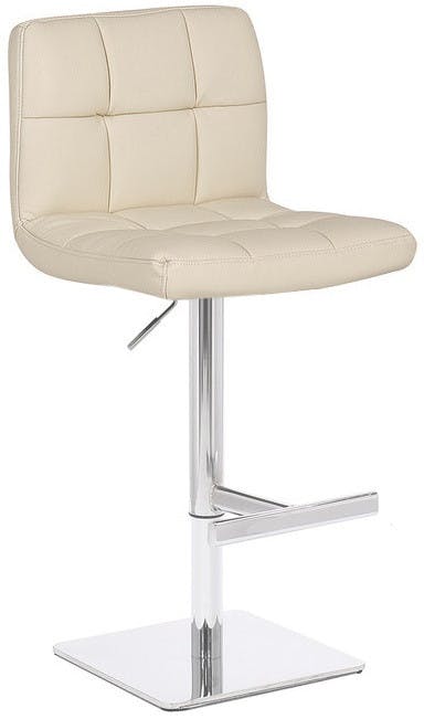 Lamboro Cream Allegro Signature Real Leather Adjustable Swivel Bar Stool With Square Base & Chrome Frame